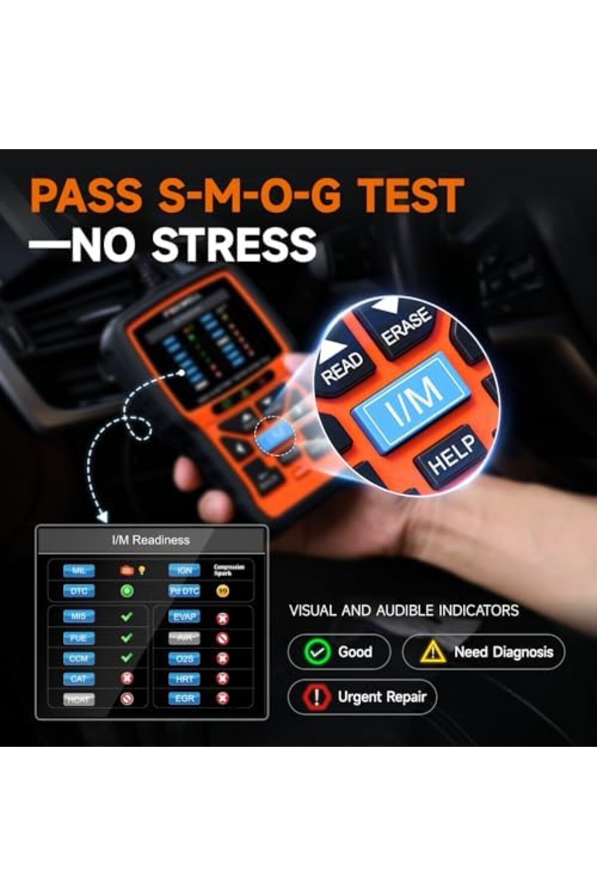 Foxwell-NT301 Plus 2 in 1 OBD2 Scanner Battery Tester, OBDII Diagnostic Tool Check Engine Car Code R 8
