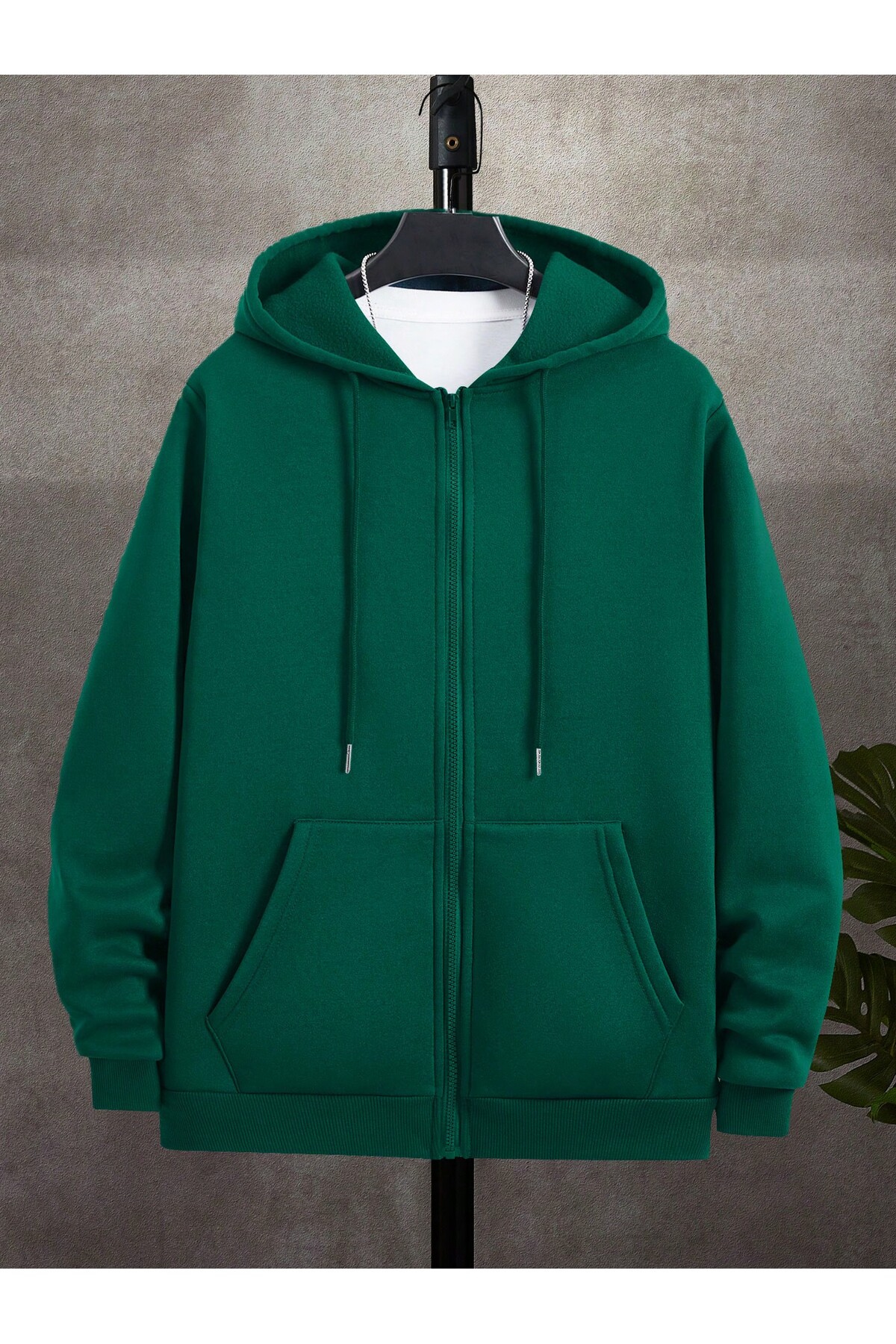 EYAX MODA UNISEX Fermuarlı Kapüşonlu Sweatshirt görsel 3