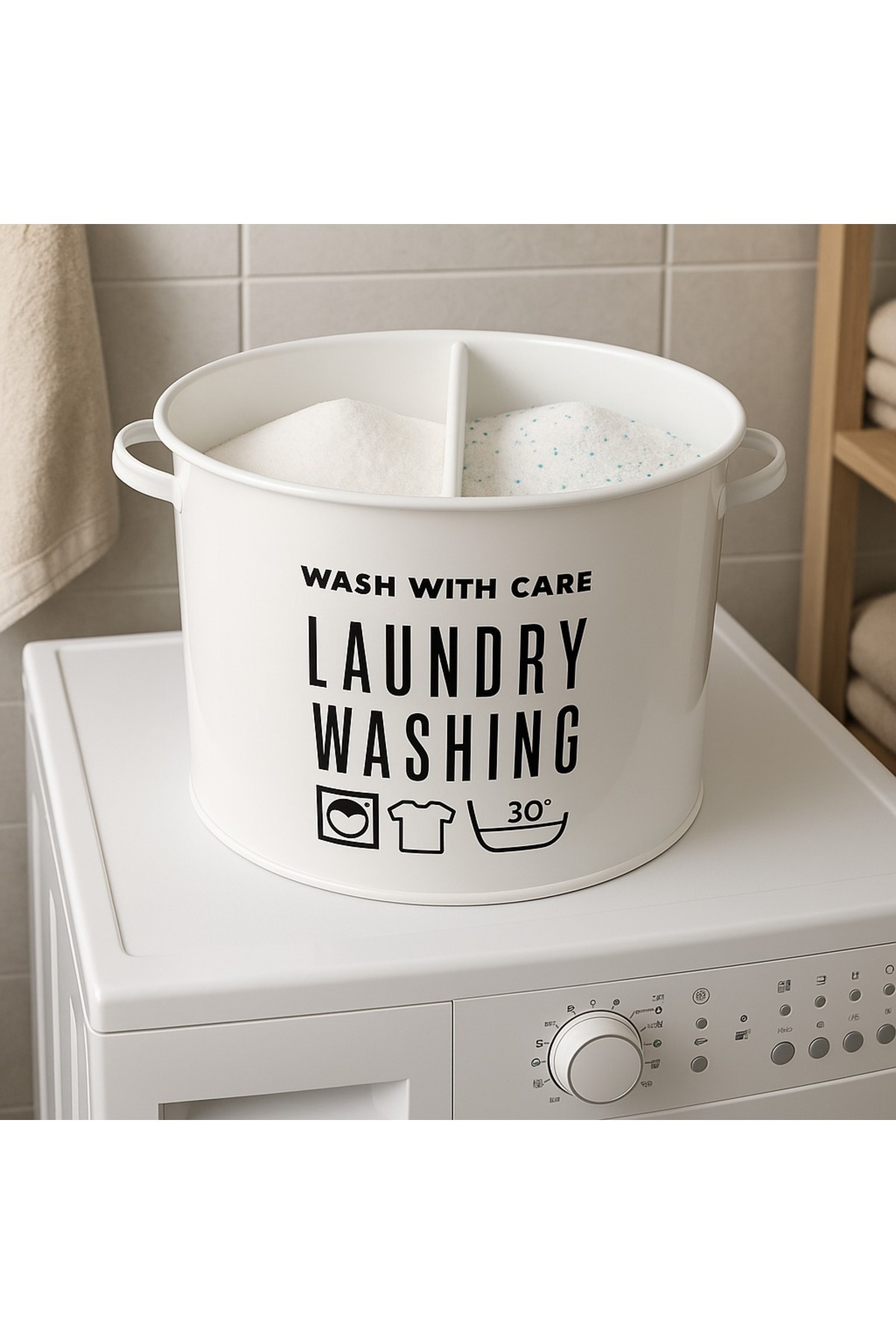 hemlife-2 Compartment Detergent Storage Box Printed Laundry Detergent Box with Lid 2