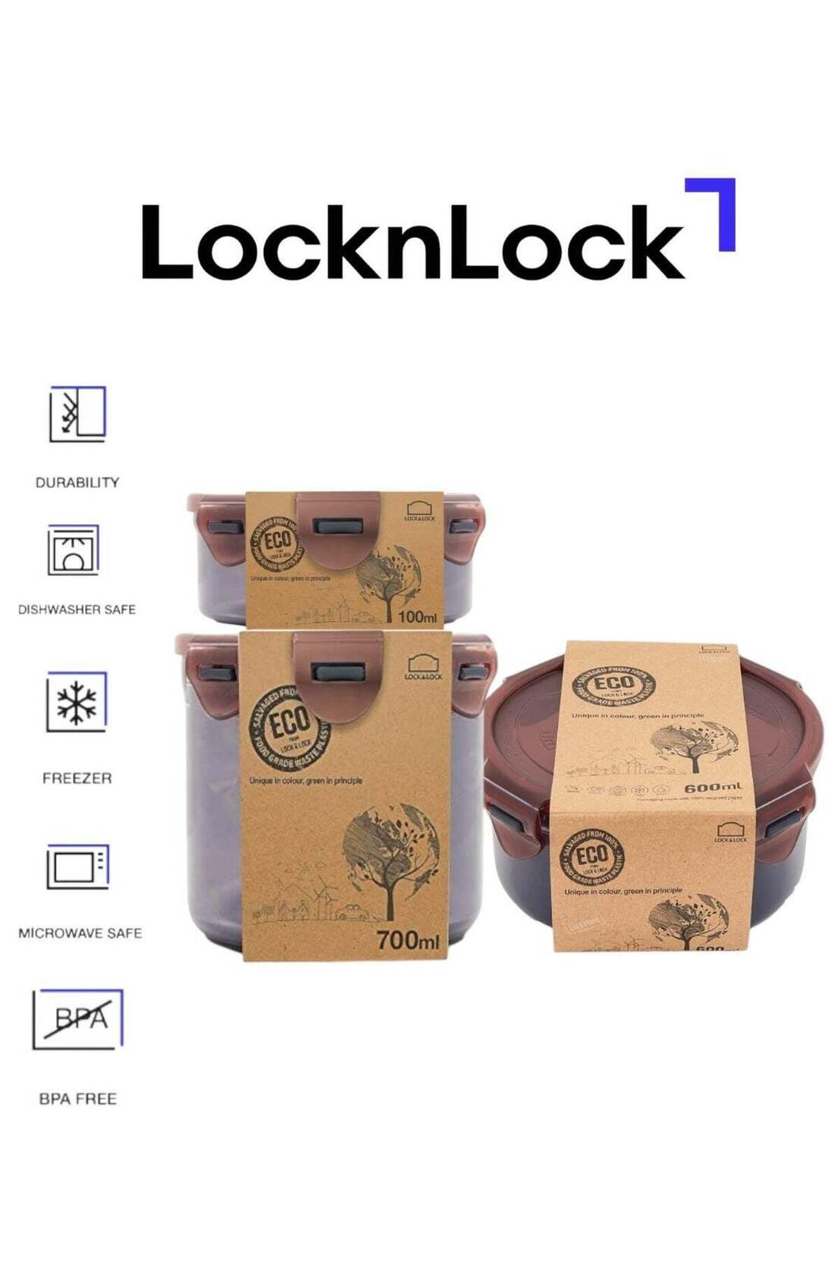 Generic-LocknLock LocknLock Eco Round Food Container Pack â€“ 100ml, 600ml & 700ml 1