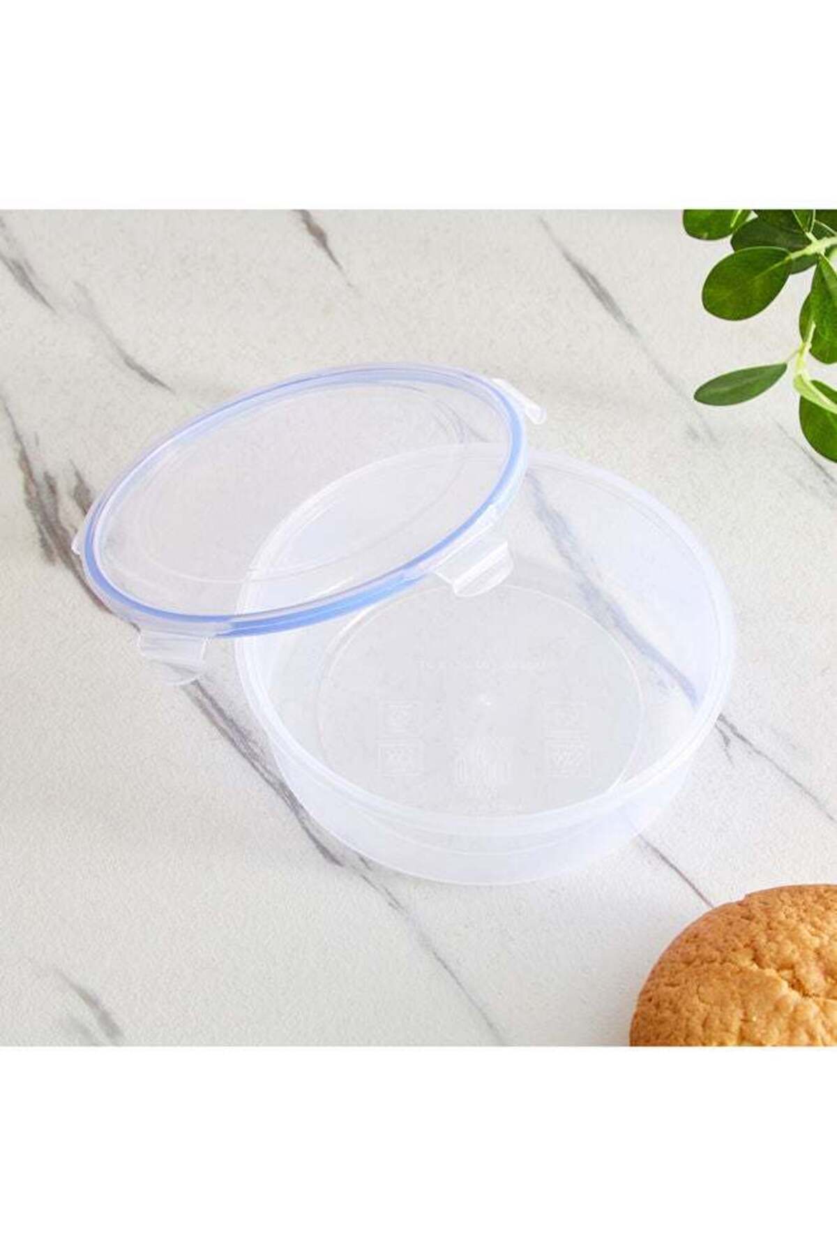 Generic-Home Box Lock and Store Round Flat Container 6.5 x 21 x 21 cm 1