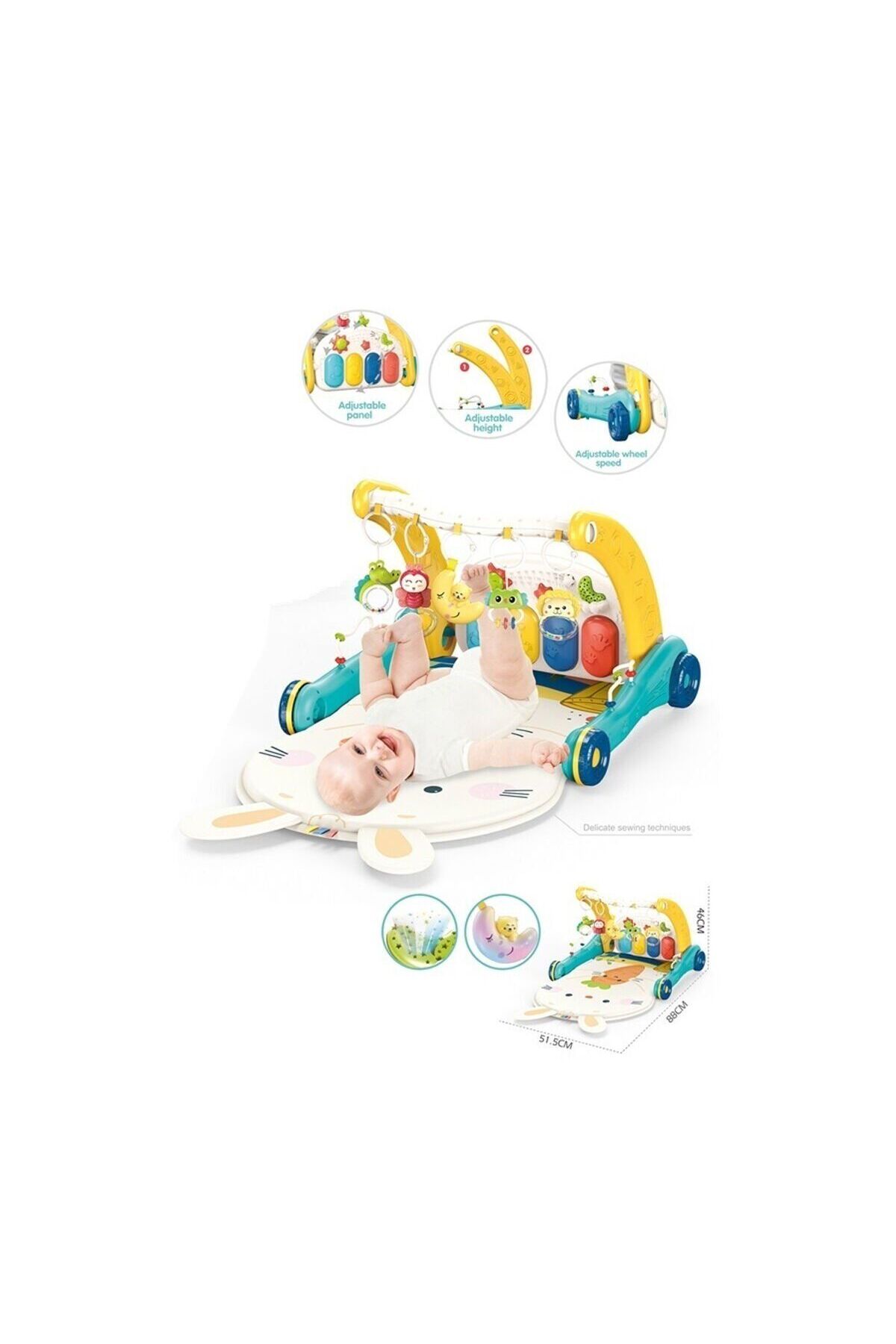 paraply BIB6015 -Vardem Piyanolu 2 in 1 Bebek Yürüteci ve Tavşan Desenli Mavi Oyun Halısı Kız Çocuk Erkek Ço fotoğrafı 2 (önizleme)