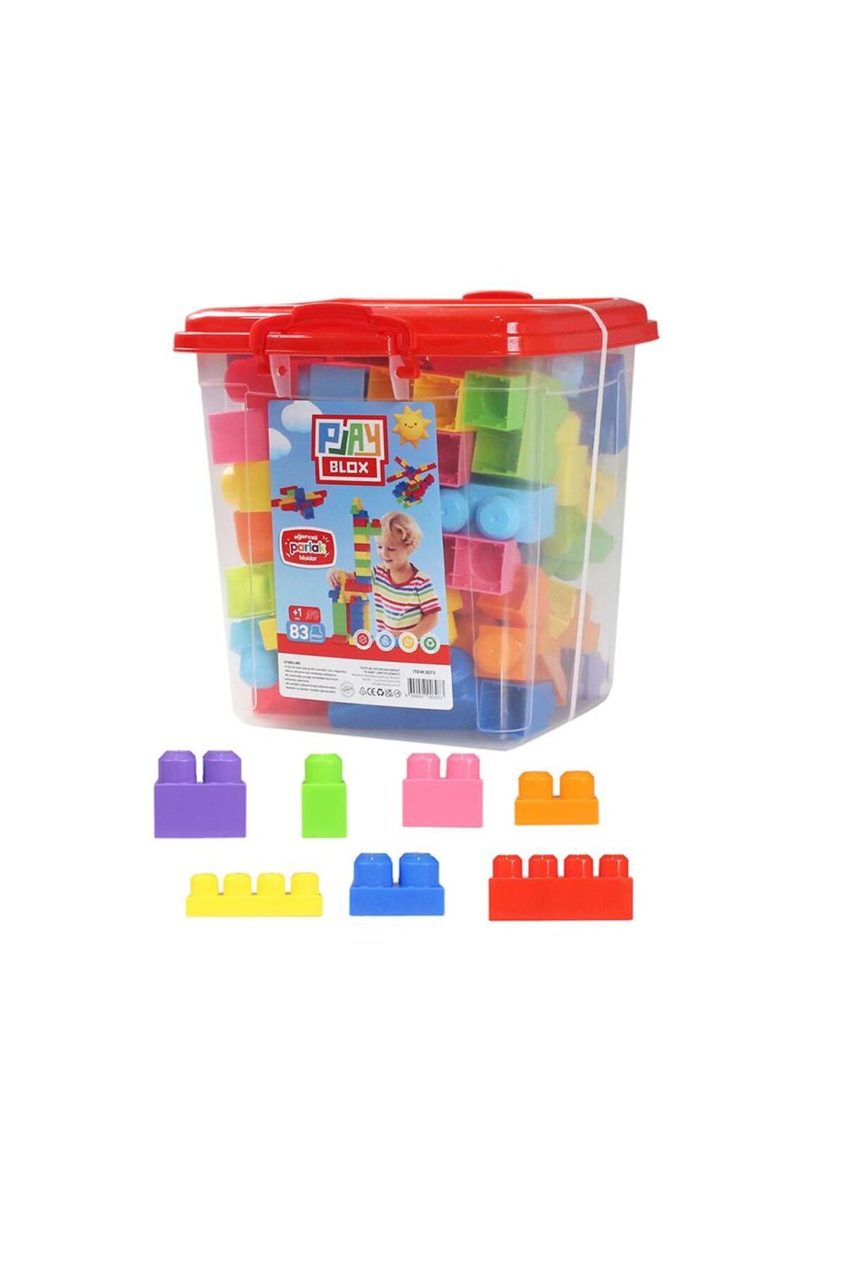 paraply Play Blox Yapı Oyuncakları 83 Parça Kovalı Parlak Renkler Mega Blok Seti 3073 Kız Çocuk Erkek Çocuk fotoğrafı 4 (önizleme)