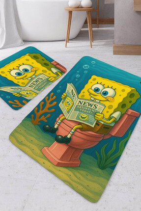 Harikabirev HARİKABİREV|BANYO VE TUVALET PASPASI GAZETE OKUYAN SÜNGER BOB MOT...