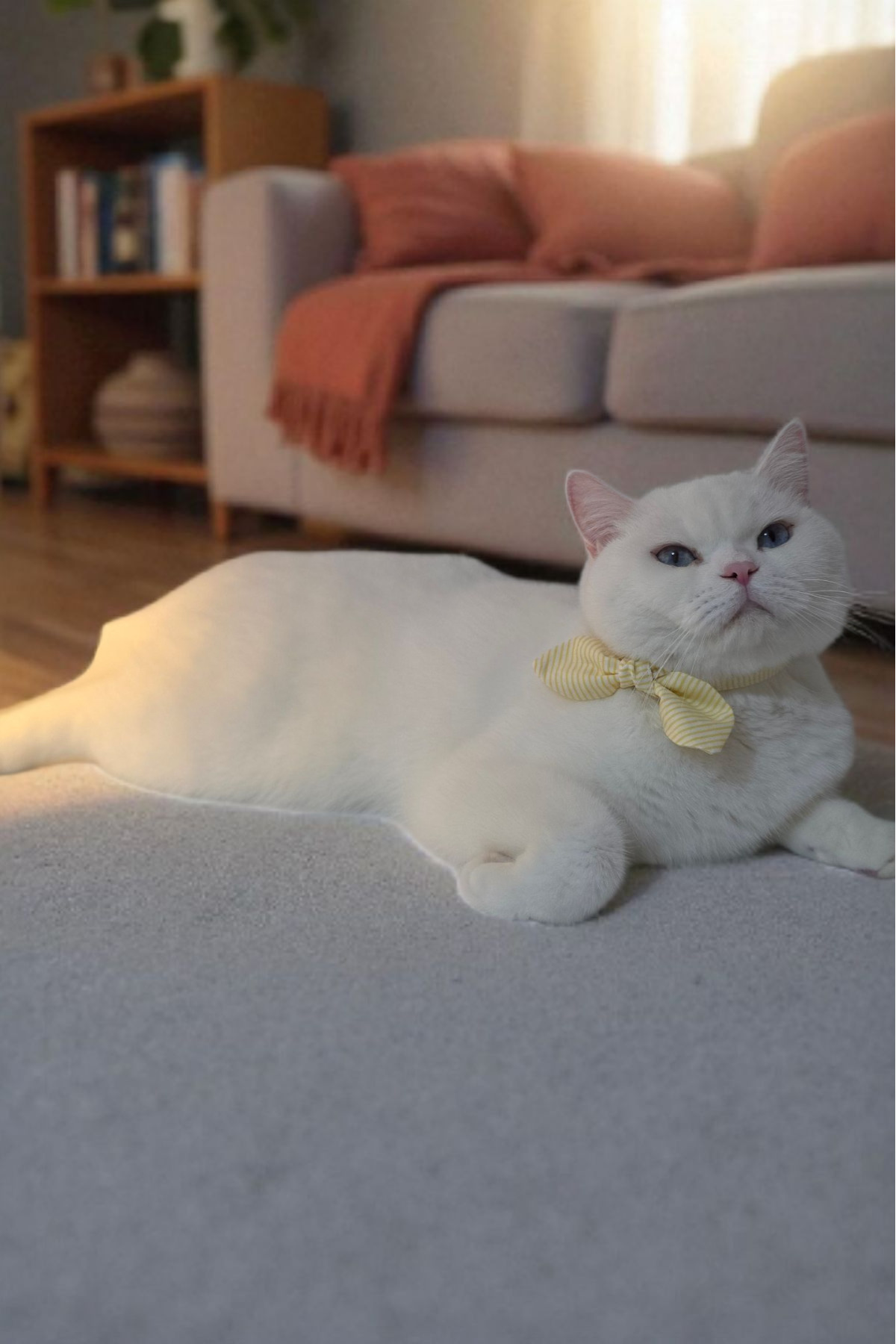 DodoJoy-Cat Collar with Bell, 3 in 1 Cat Collar, Cat Collars with Bow Tie and Ribbon, Yellow Line Pattern 5