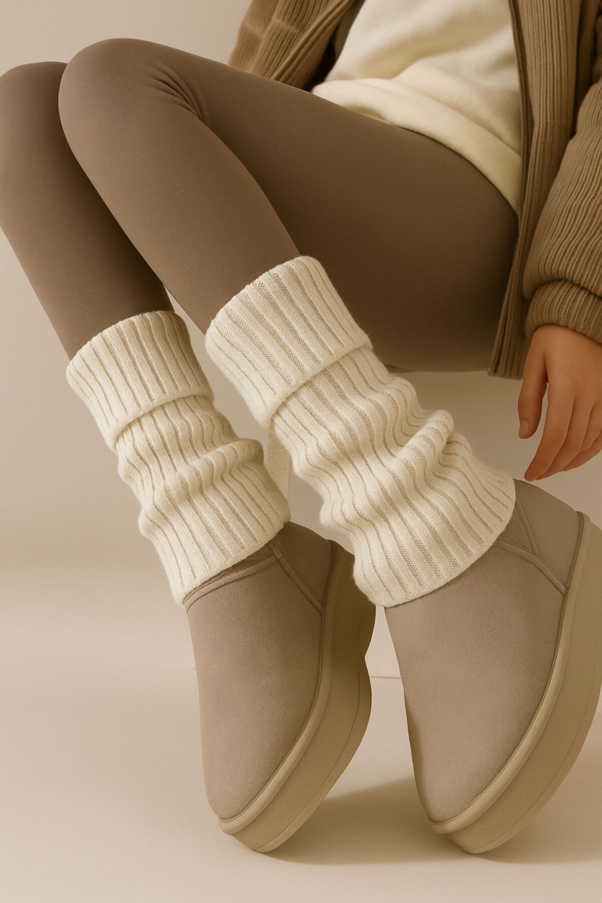 izaycollection Încălzitor de picioare original premium, 100% acrilic, tricotat, încălzitor de picioare