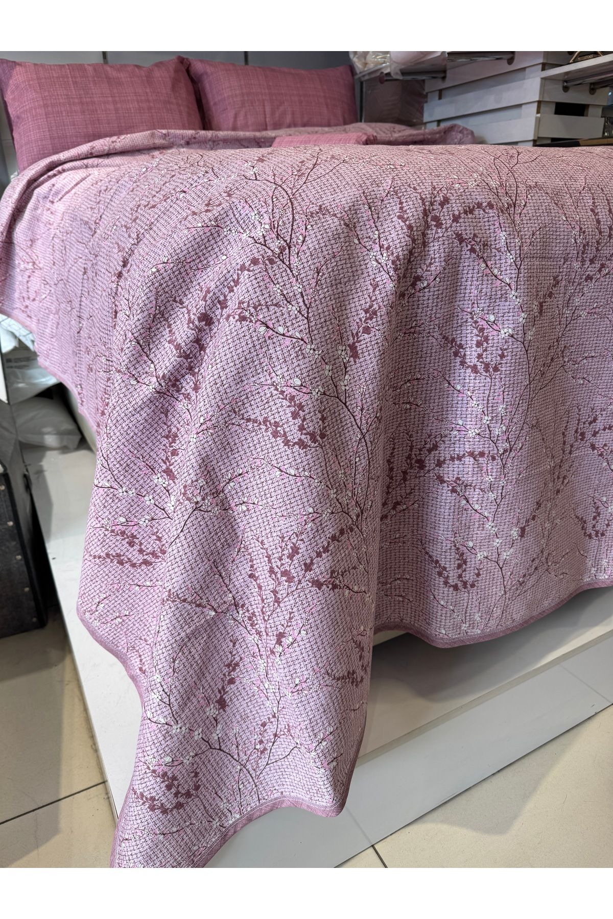 ŞENER HOME-Sprout Patterned Sheet Elastic Double Pique Set 5