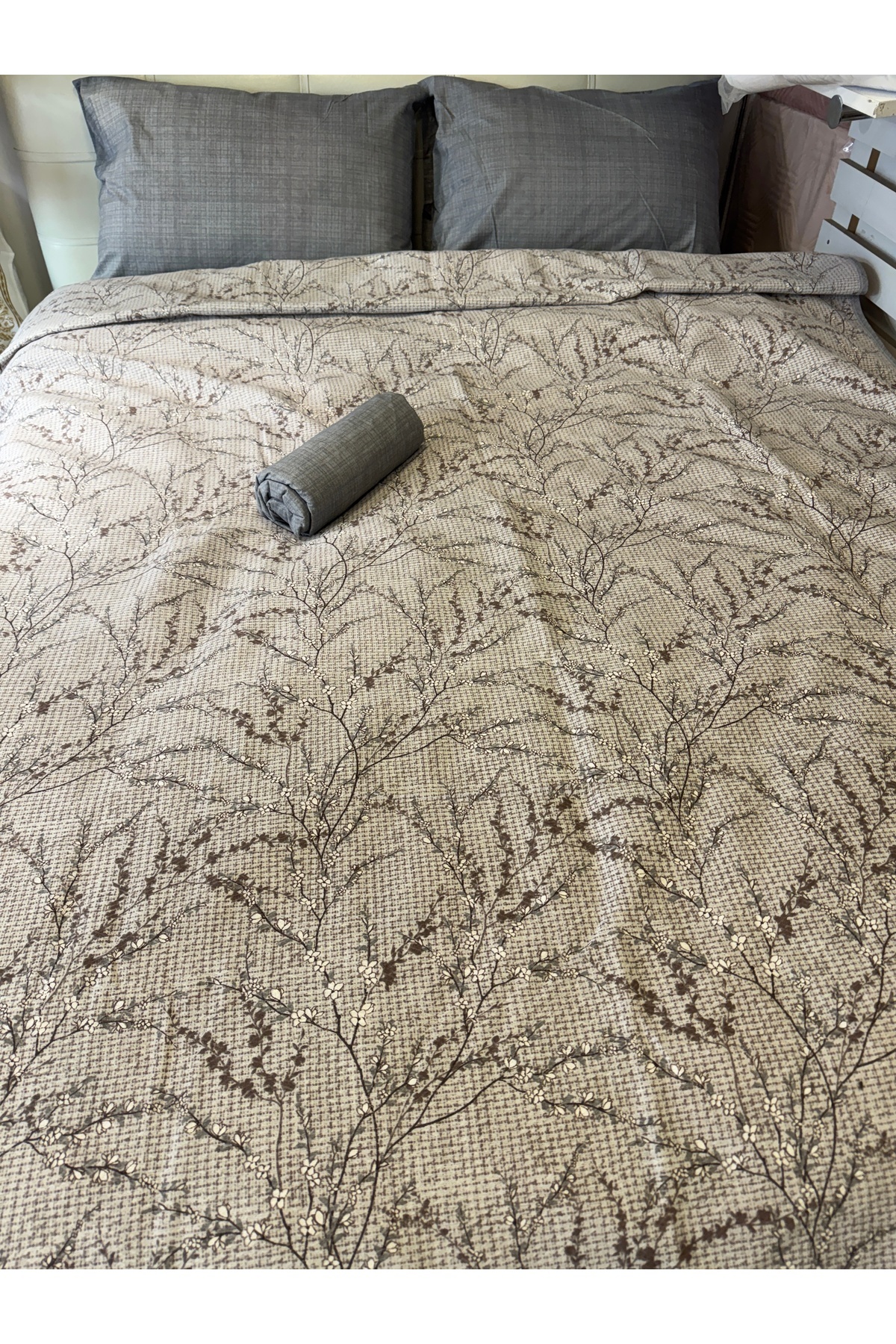 ŞENER HOME-Sprout Patterned Sheet Elastic Double Pique Set 4