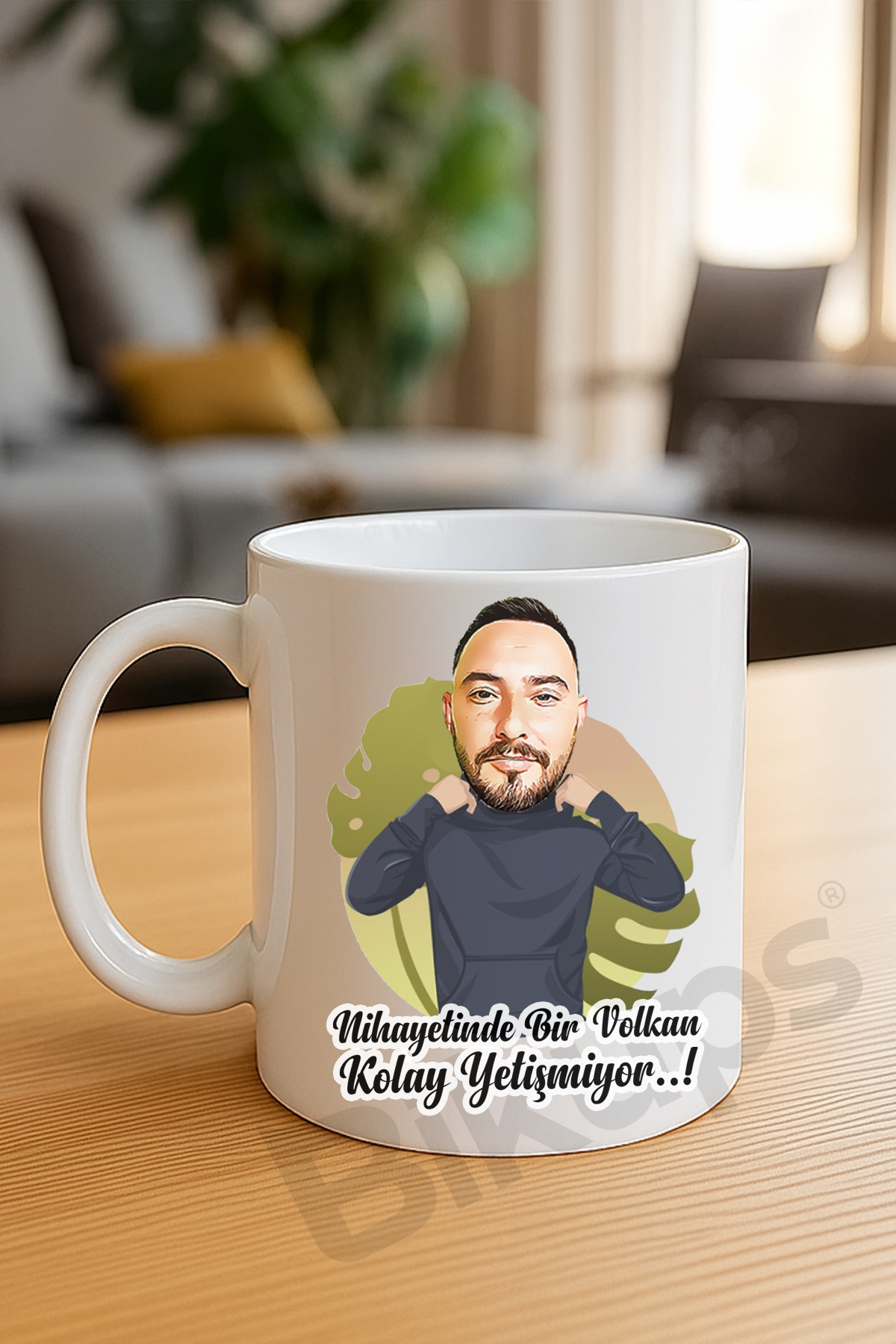 After all, a volcano does not grow easily Cartoon mugs