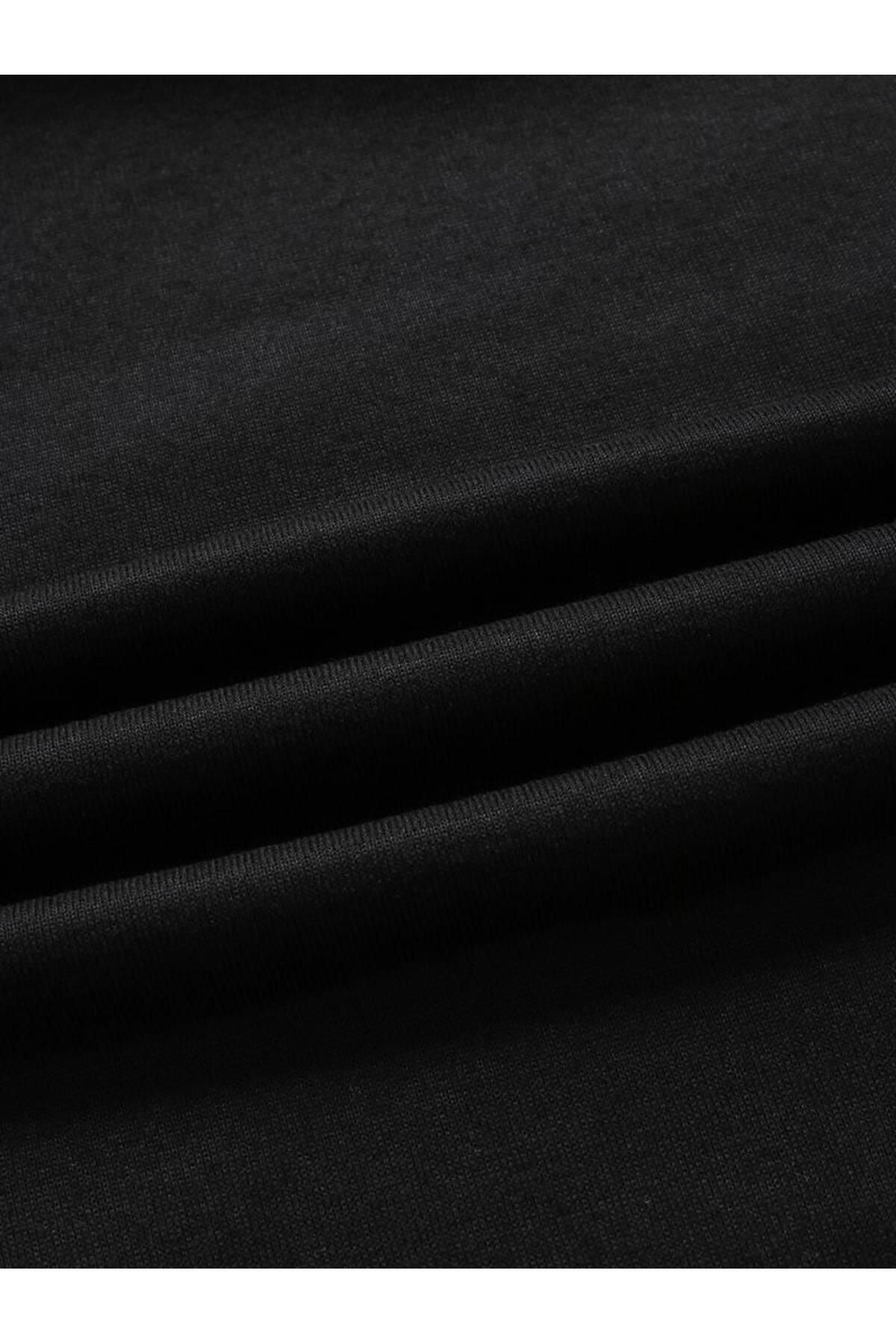 Touz Moda Streetwear Baskılı Oversize Fermuarlı Siyah Unisex Kapüşonlu Hırka görsel 4