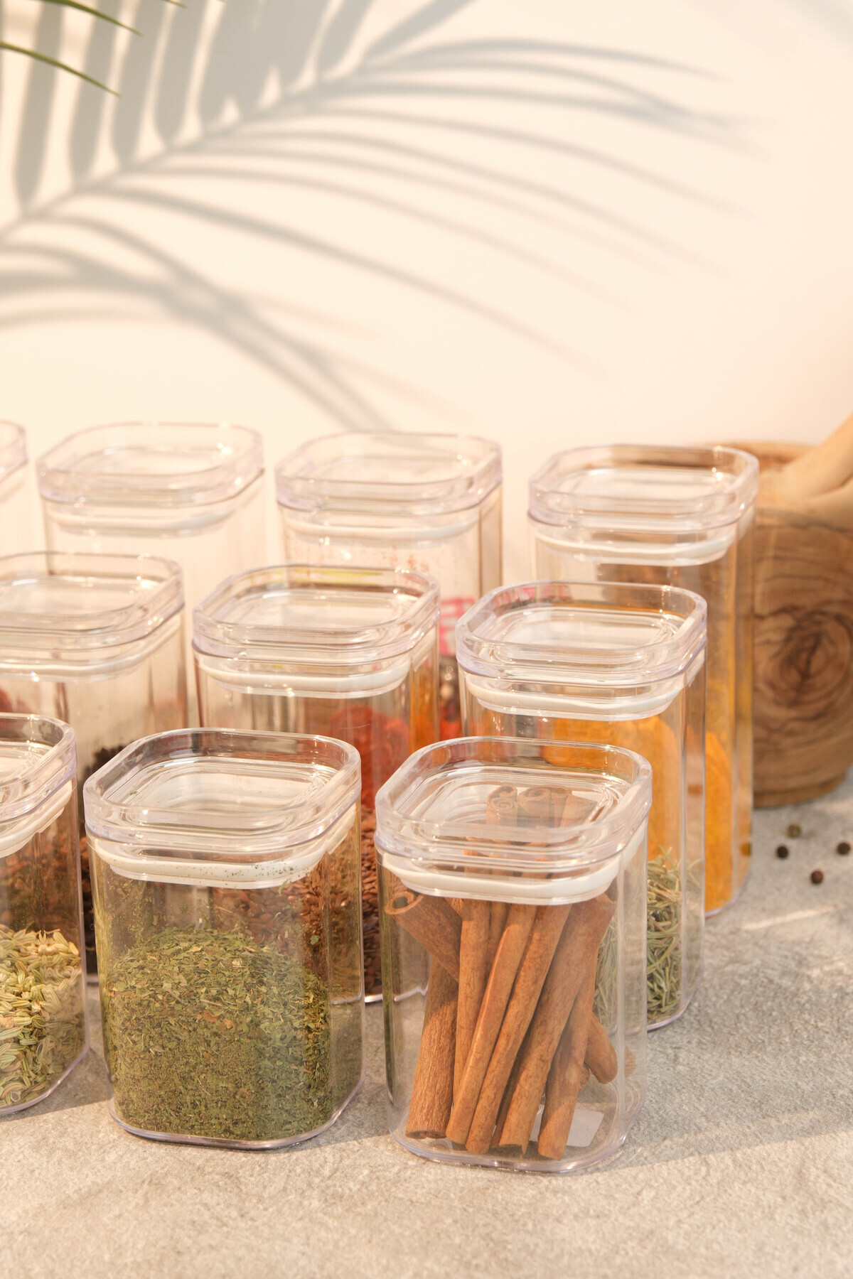 AYEM HOME-Set of 12 Vacuum Covered Spice Jars - 4*200ml, 4*250ml, 4*200ml - Storage Container with Label Gift 7