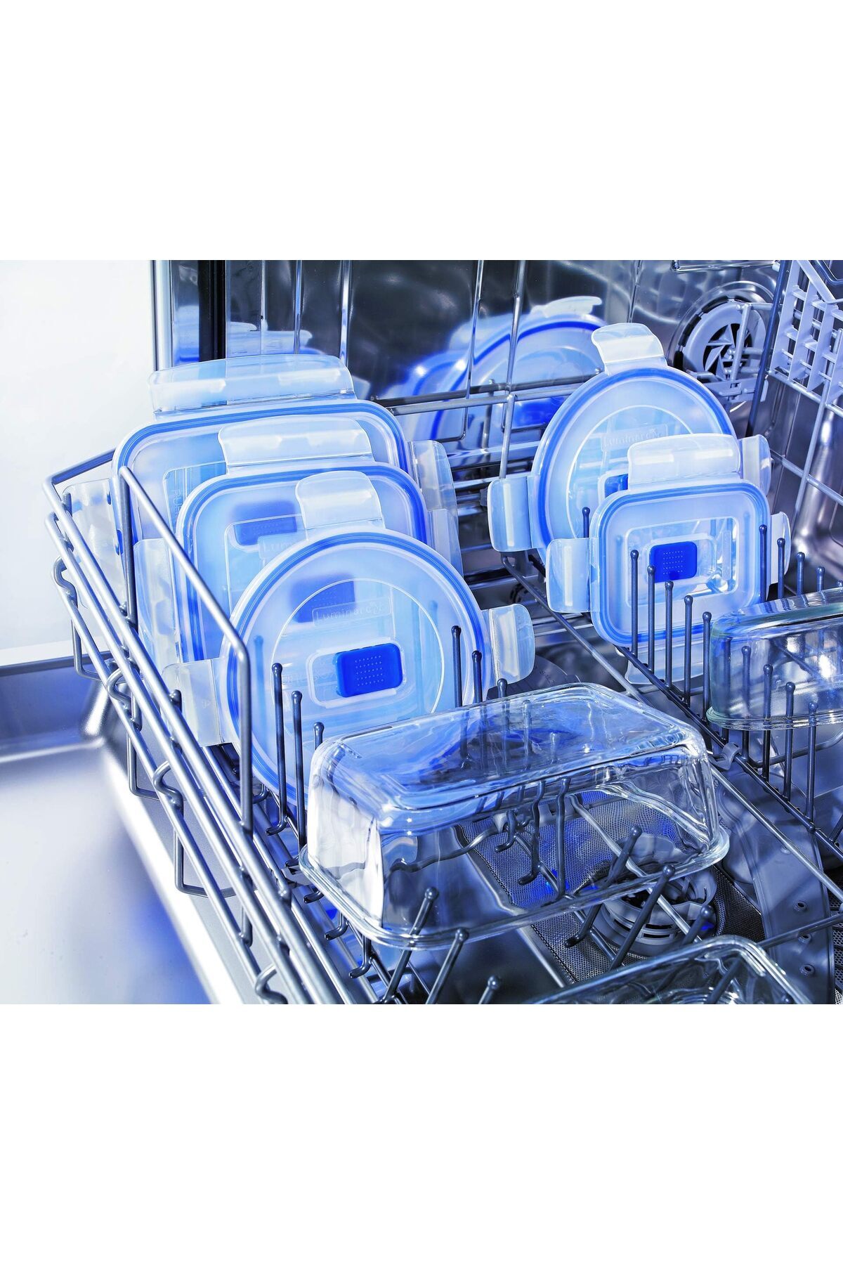 erorex-Pure Box Storage Container Rectangular 1970Ml Luminarc Glass, Transparent, Blue, 15"X 22 X 7.2 Cm 2