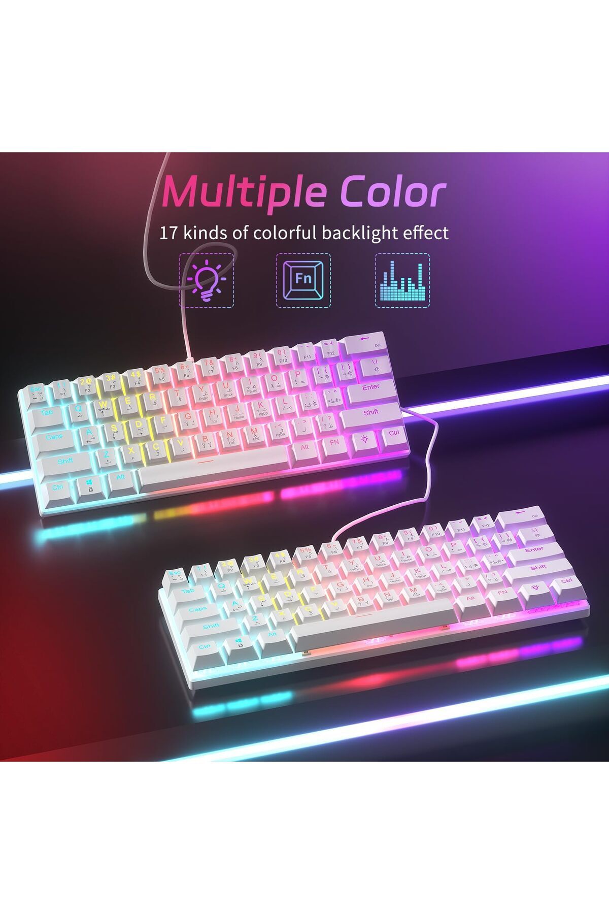 erorex-61 Key Mechanical Keyboard Red Axis Hybrid Light Compact Mini Wired Keyboard Supports English 6