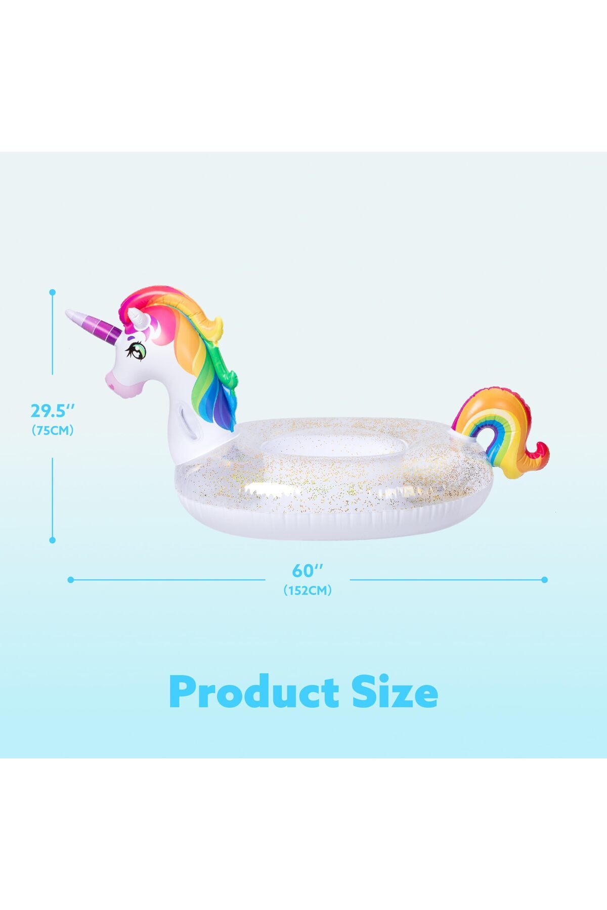 erorex-Inflatable Unicorn Pool Float Glitters Fun Beach Floaties Ride Unicorn Raft Pool Toys Summer Party 6