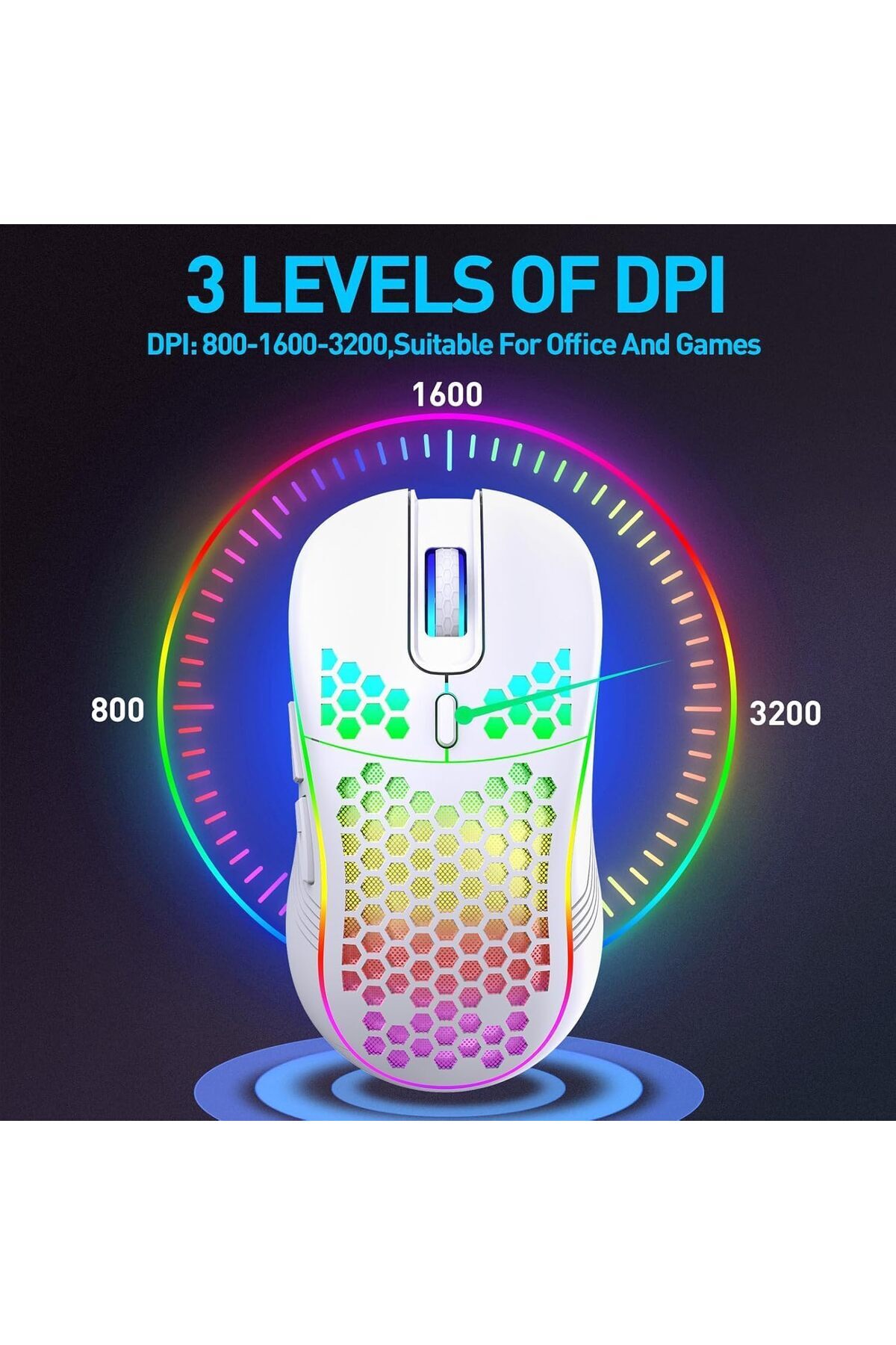 erorex-Wireless Gaming Mouse Rechargeable Pc Mouse ماوس لاسلكي Rgb Backlight 6 Buttons Adjustable 5