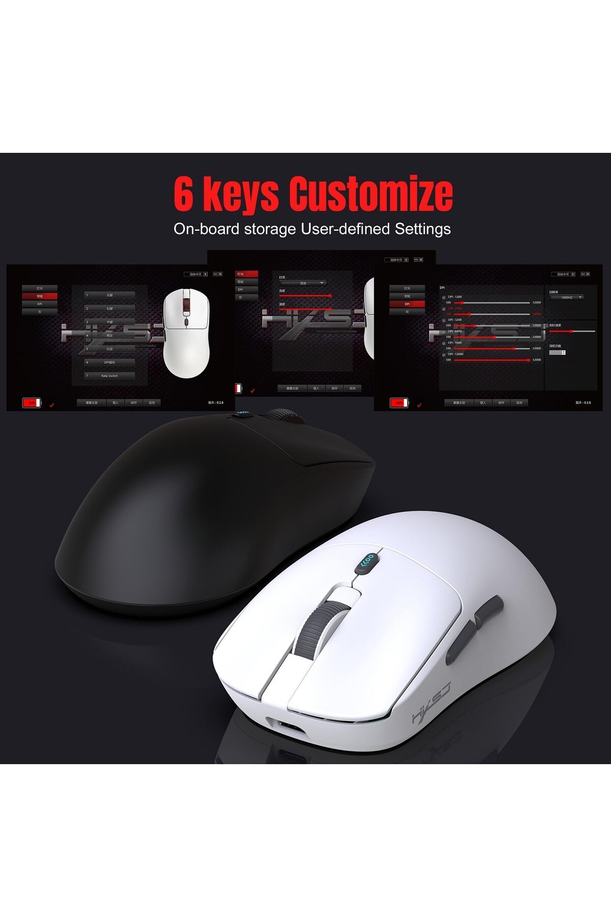 erorex-Wireless Gaming Mouse Wired + Bt5.1 + 2.4G Triple Mode 7 Button Mouse Usb Receiver Rechargeable 6