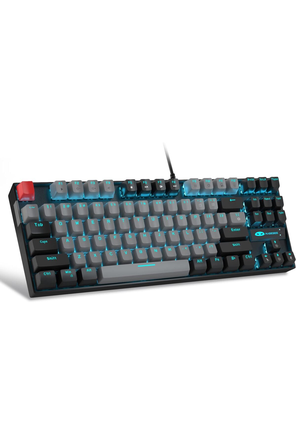 erorex-75% Mechanical Gaming Keyboard Led White Backlit Keyboard 87 Keys Compact Tkl Wired Computer 1