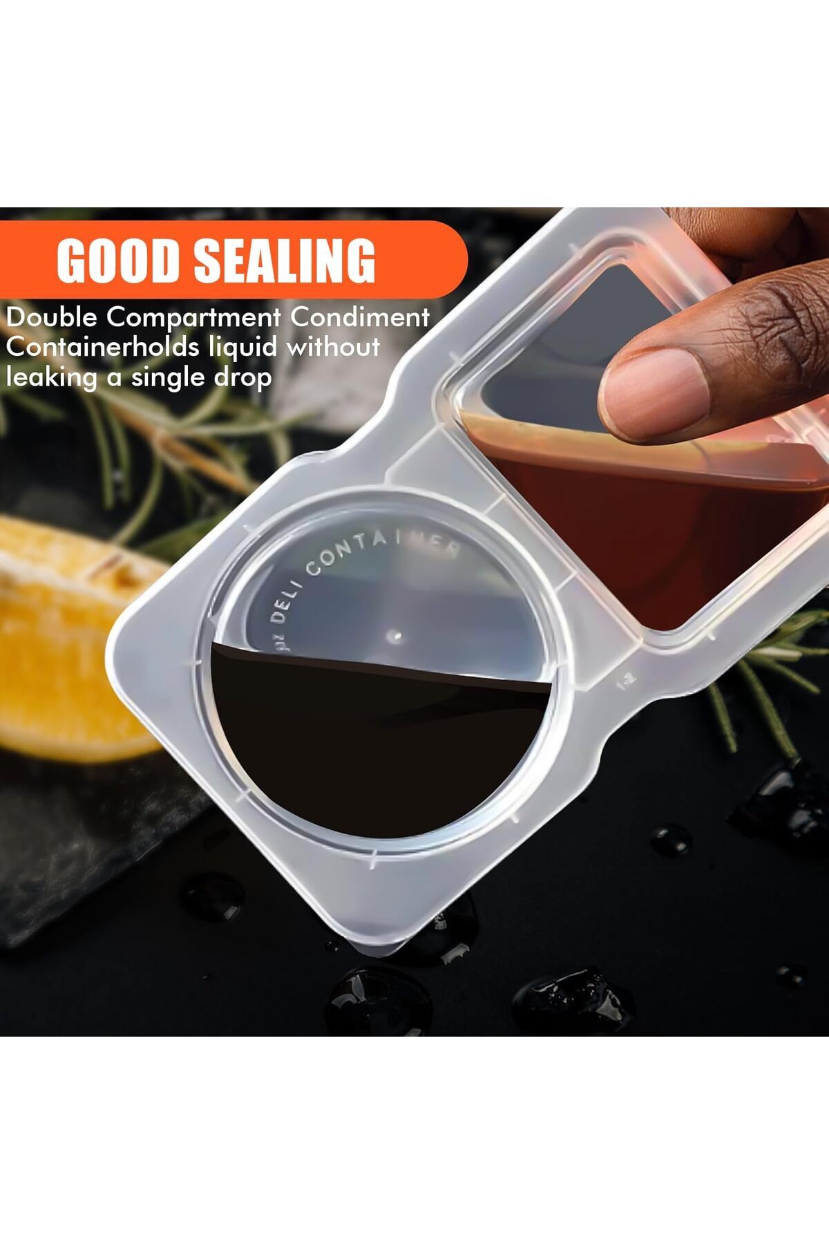 erorex-10Pcs Double Compartment Sauce Container Set, Portable, Reusable With Lids For Condiments & Dips 4