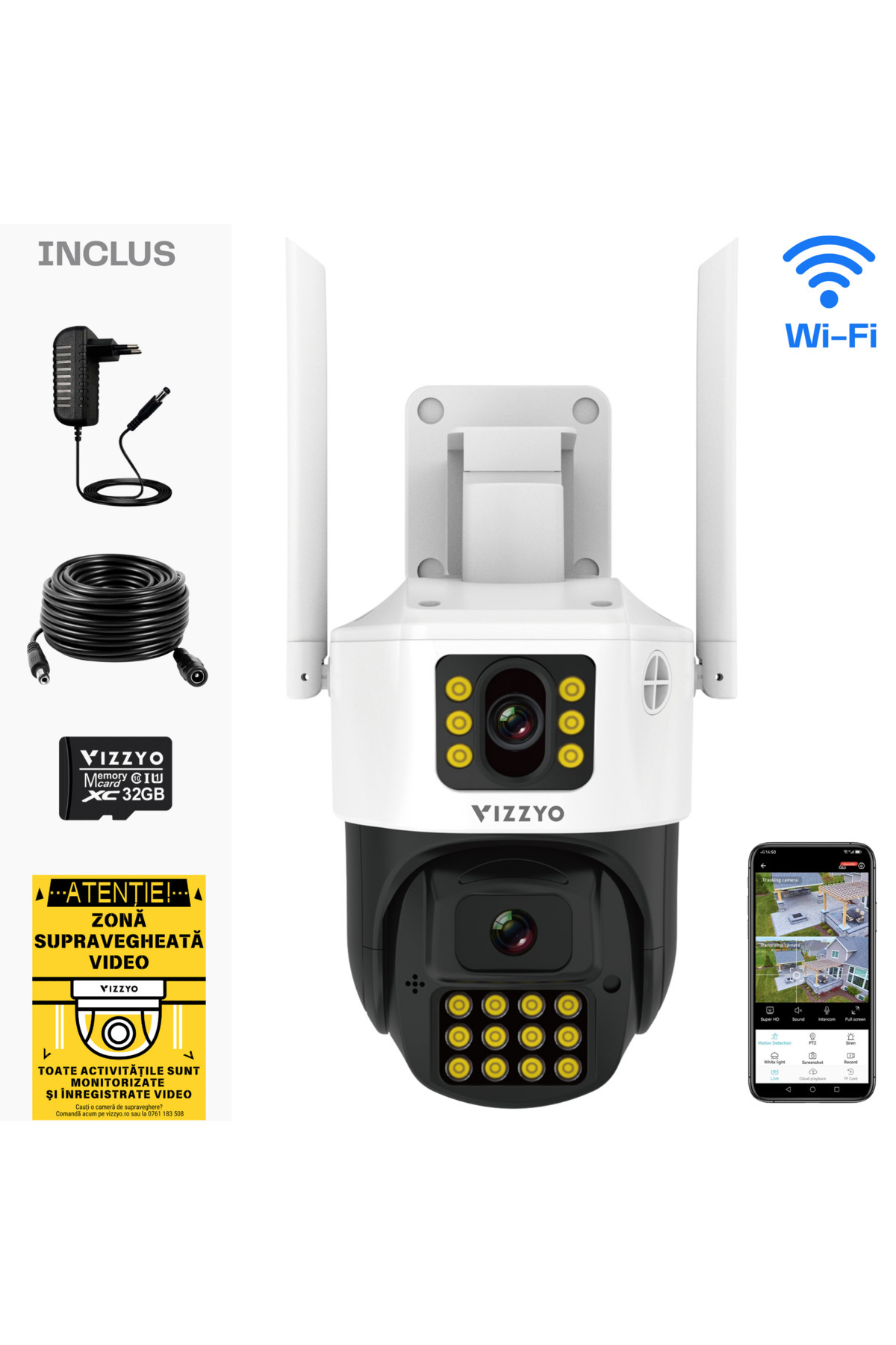 vizzyo-Dual Surveillance WiFi Camera Dual Ranger, 8 MP, Night Vision, Motion Detection, HDR, IP 66 1