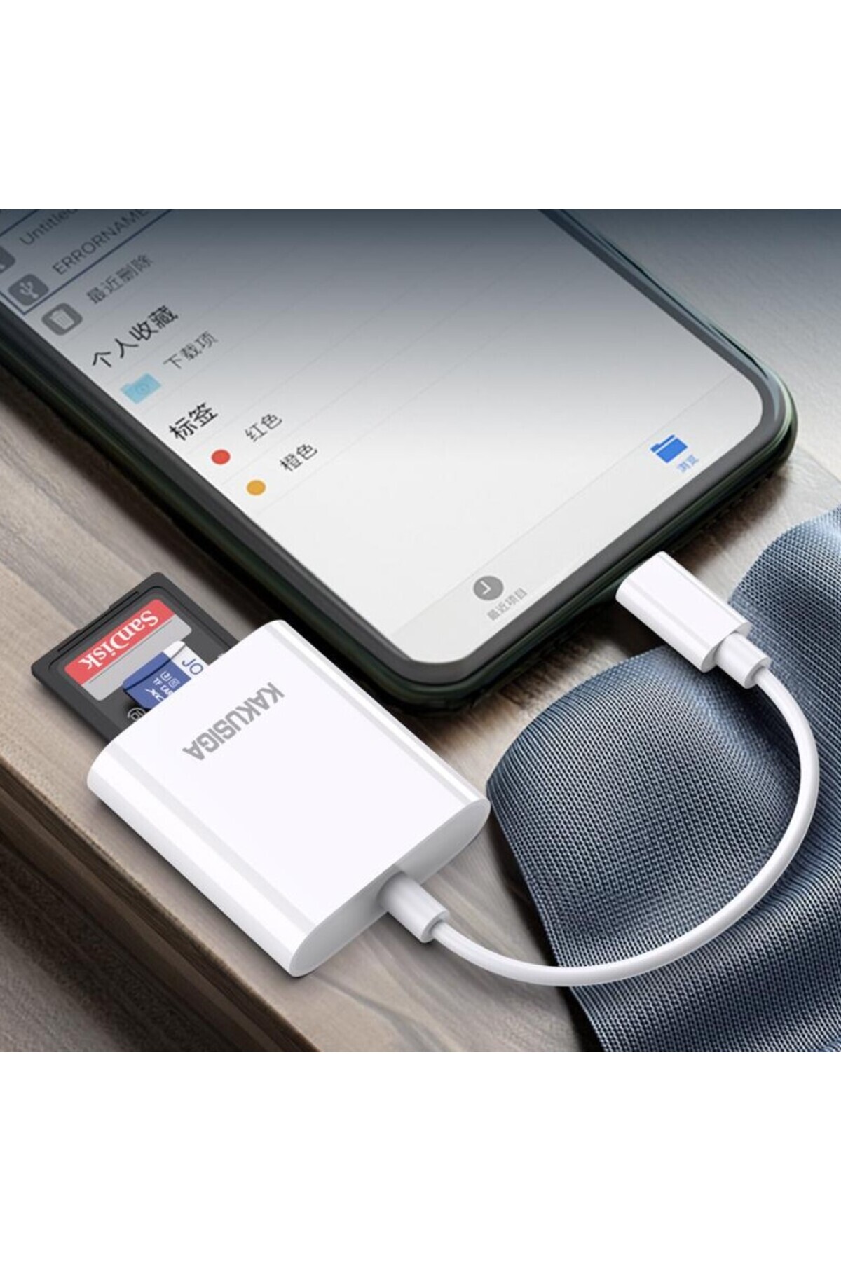 REDz Accessories-Lightning Card Reader, KSC-907, OTG 2-in-1 iP to SD/TF, Support up to 2TB 3