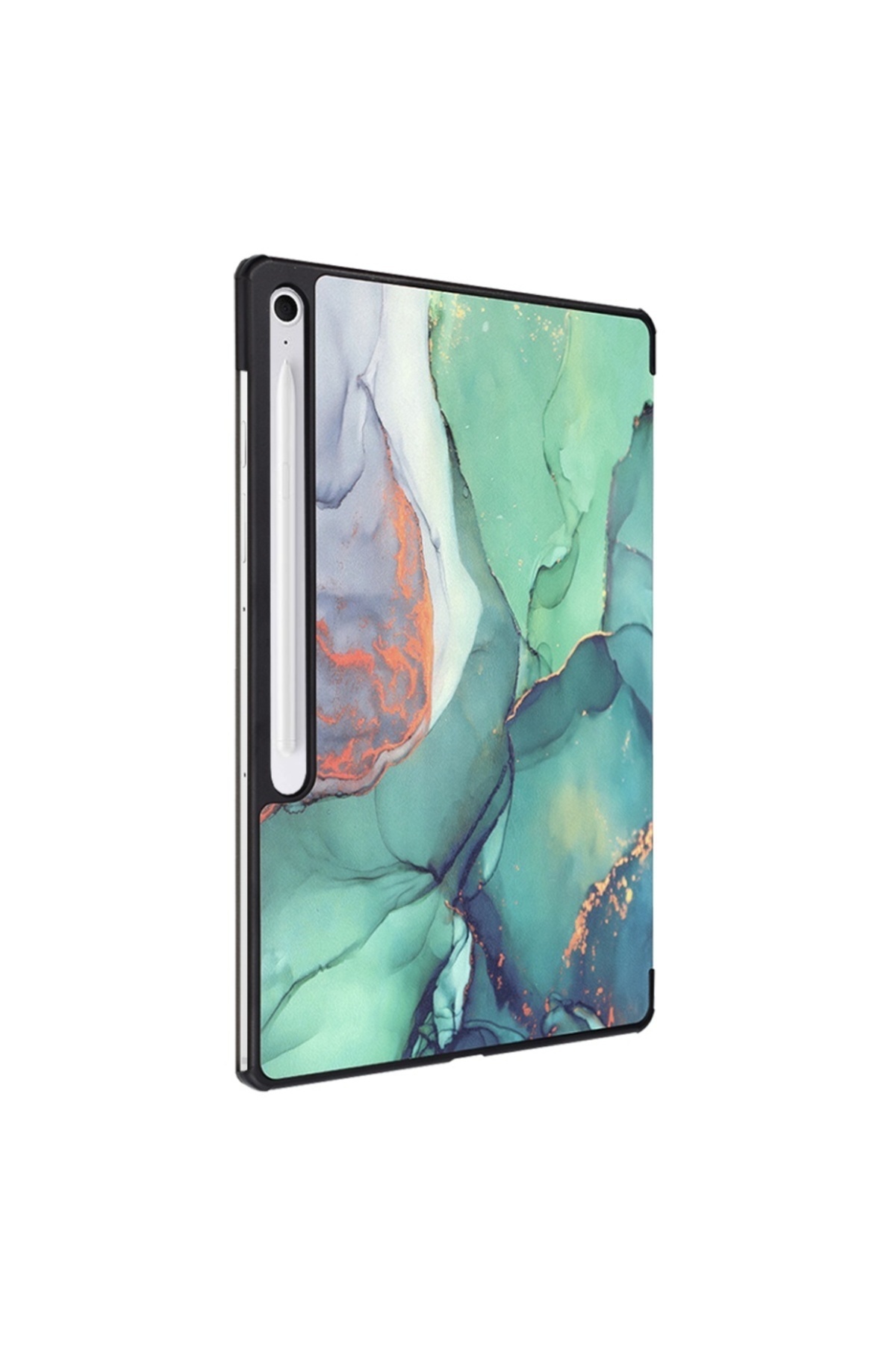 SKYDDAR INNOVATION-Tablet case for Samsung Galaxy Tab S10 FE Plus, MultiAngle stand, FoldPro, Green time, set sticker 3