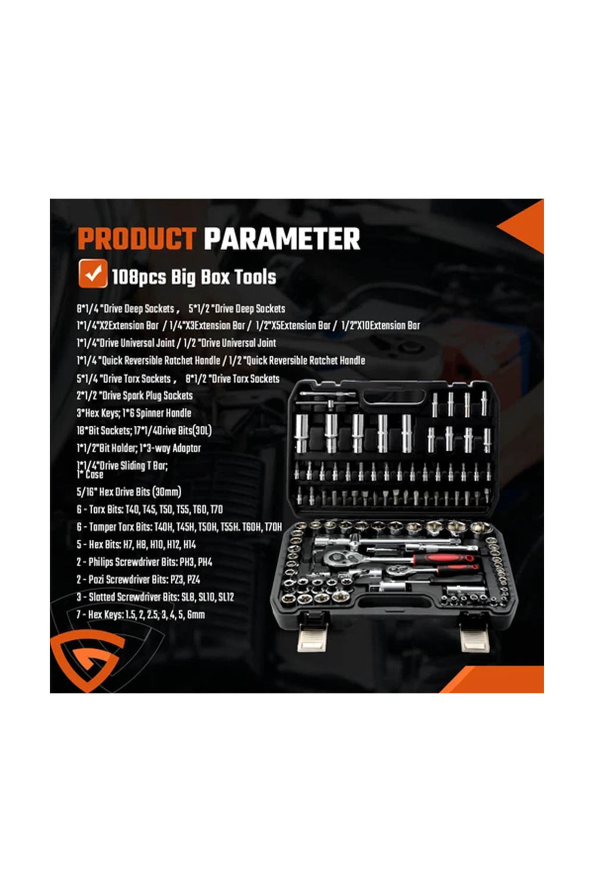 Generic-94-piece tool set includes wrenches and assorted keys. 7