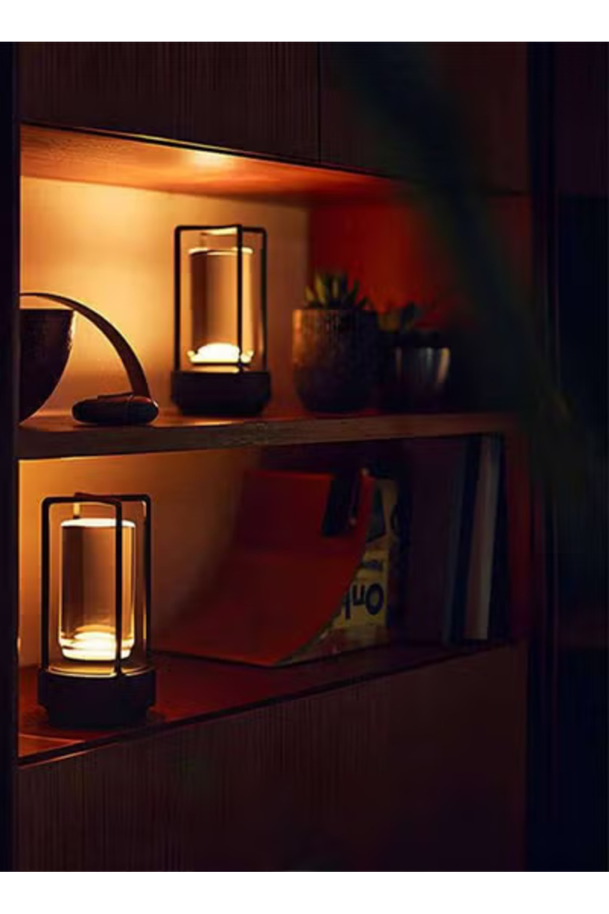 Taimi-Pack of 2 Rechargeable Cordless LED Lamp,3-Colour Infinitely Dimming Battery Powered Small,Black 3