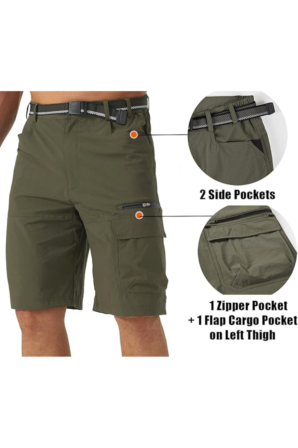 OEM-Quick-drying, elastic, functional, waterproof shorts with elastic waistband, green 32 6