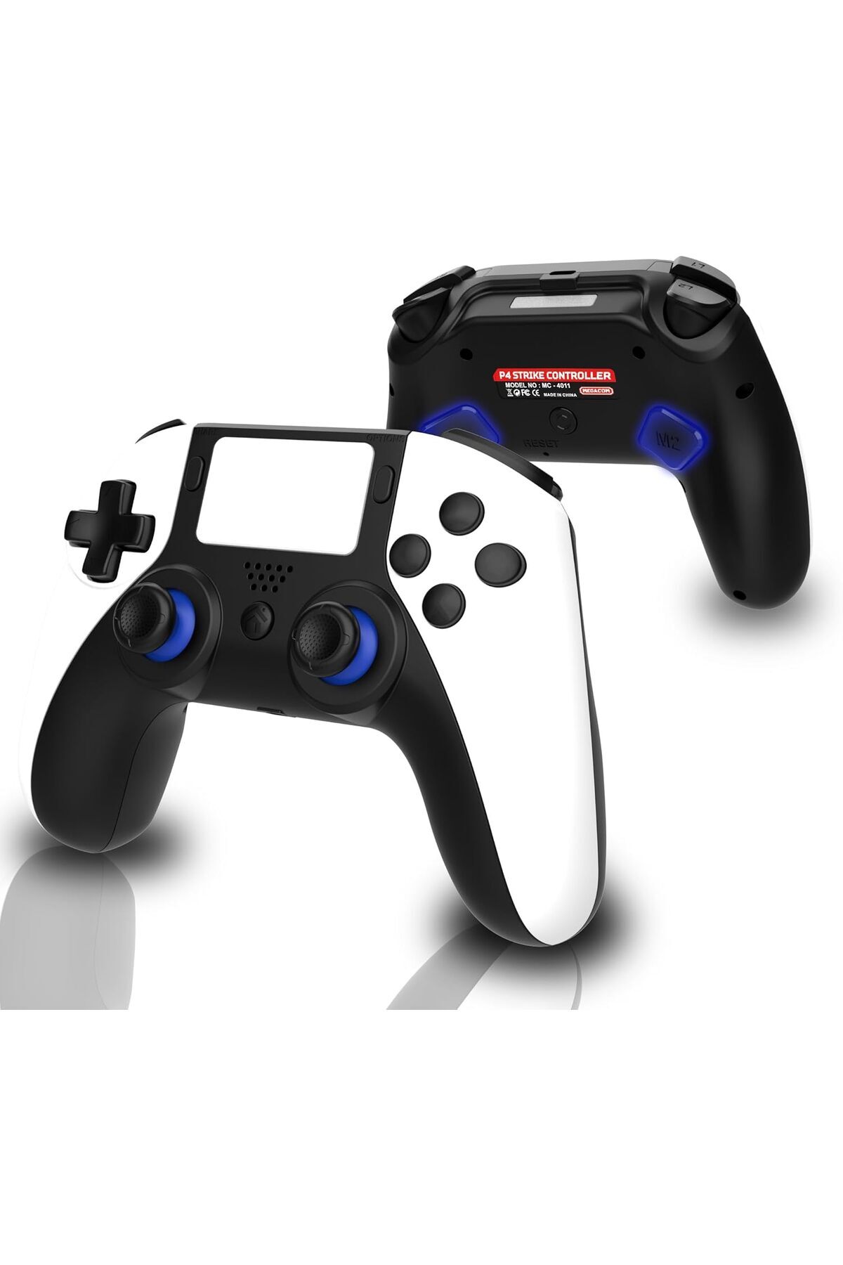 MEGACOM-P4 PC Wireless Bluetooth Controller - Gamepad with 2 Remap Keys, Rechargeable Battery, 3.5mm 1