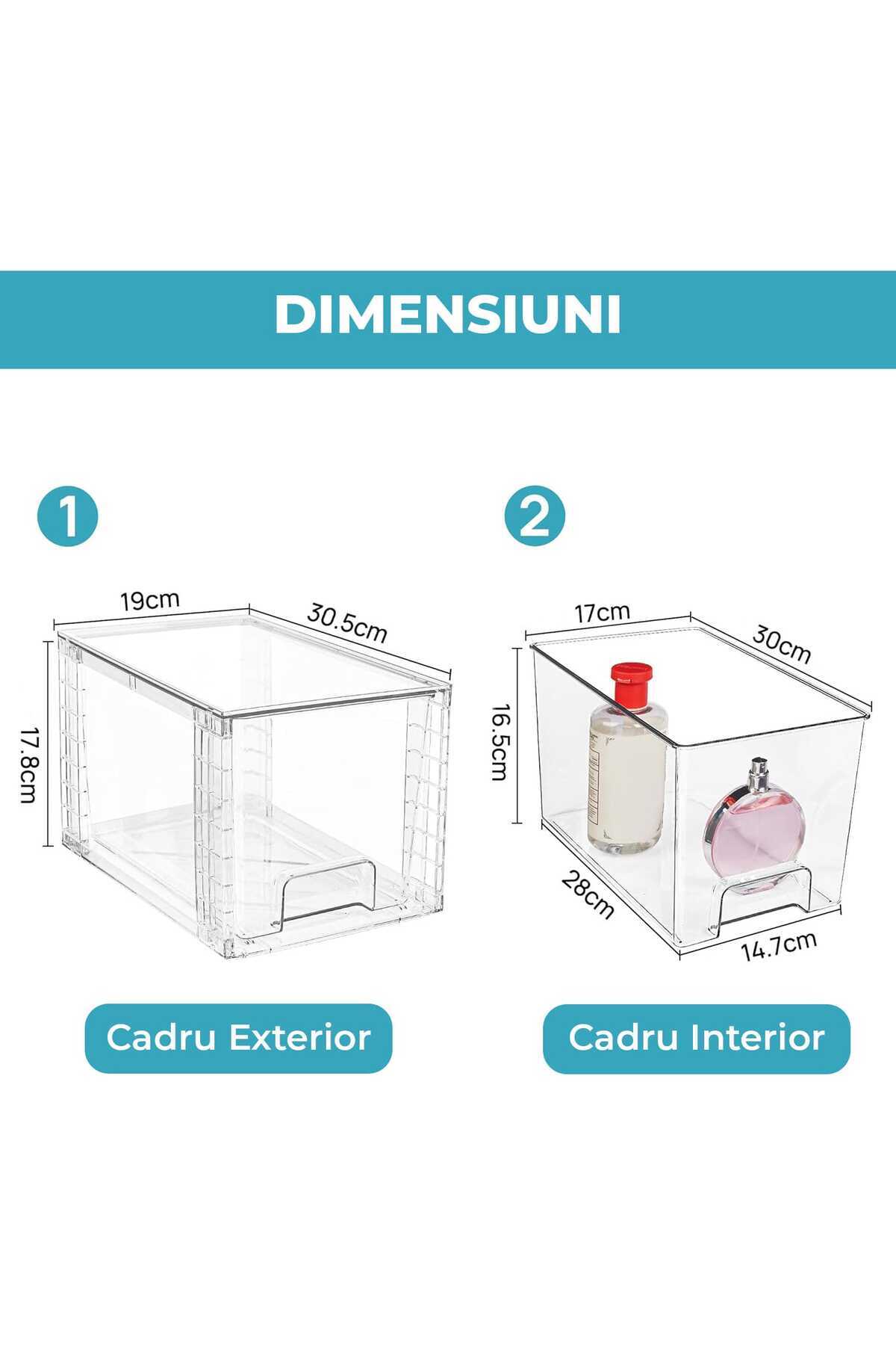 Elindor-Set of 4 Elindor® Compact Storage Boxes, Stackable and Sliding Drawers, Transparent 4