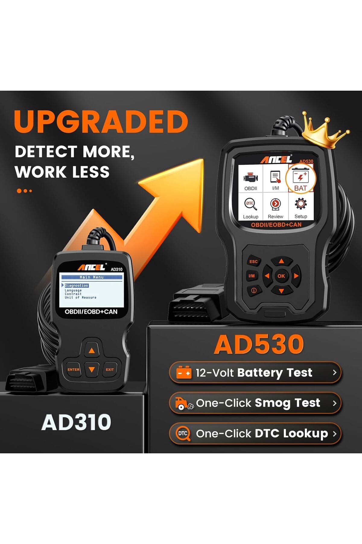 ANCEL-AD530 OBD2 Scanner with Battery Test, 2 IN 1 Automotive Code Reader Check Engine Light & All O 3