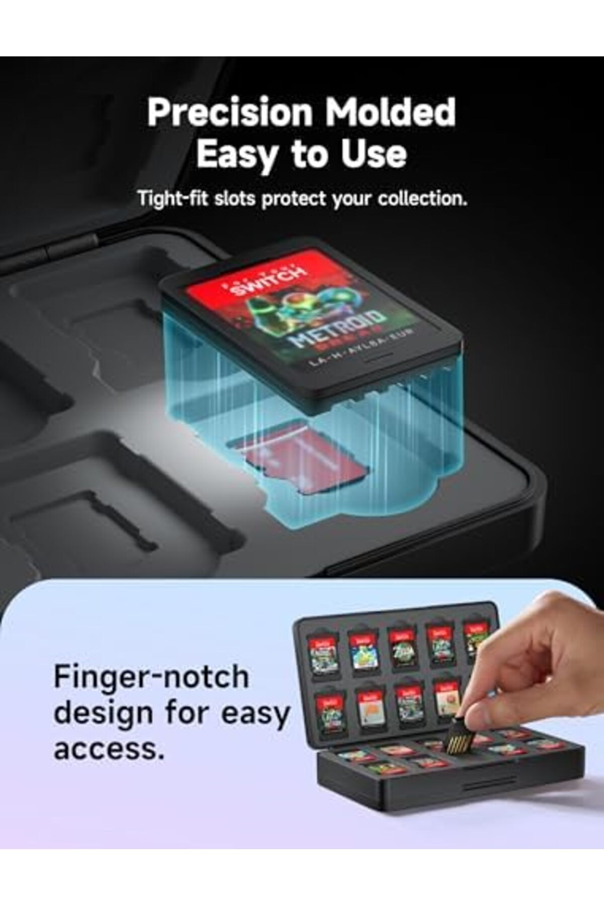 jsaux-Game Card Case Compatible with Nintendo Switch 2 (2025), Switch OLED & Lite, 40-Slot Hard Shel 8