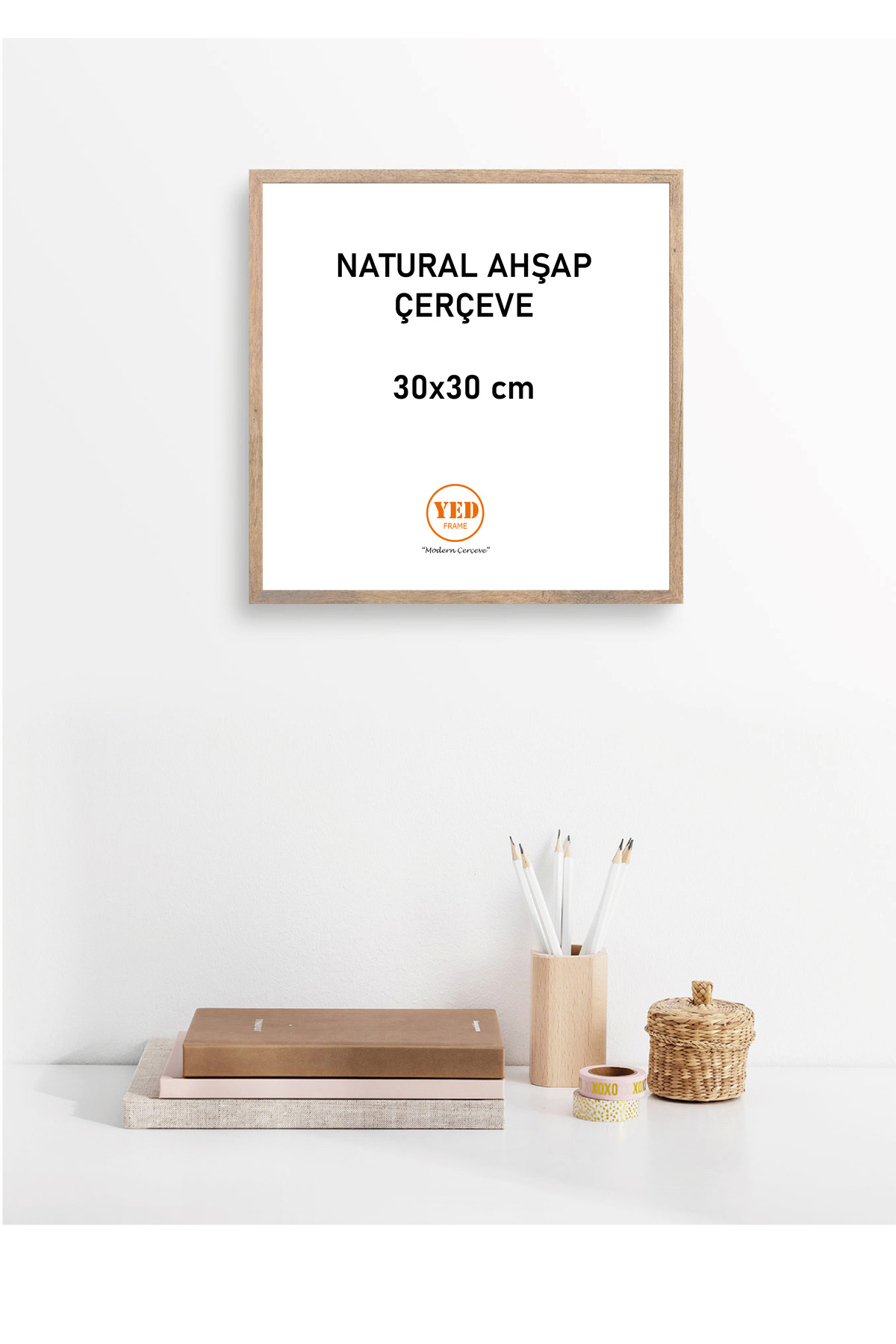 YED Frame Doğal Ahşap Fotoğraf & Resim & Poster Çerçevesi - 30x30cm