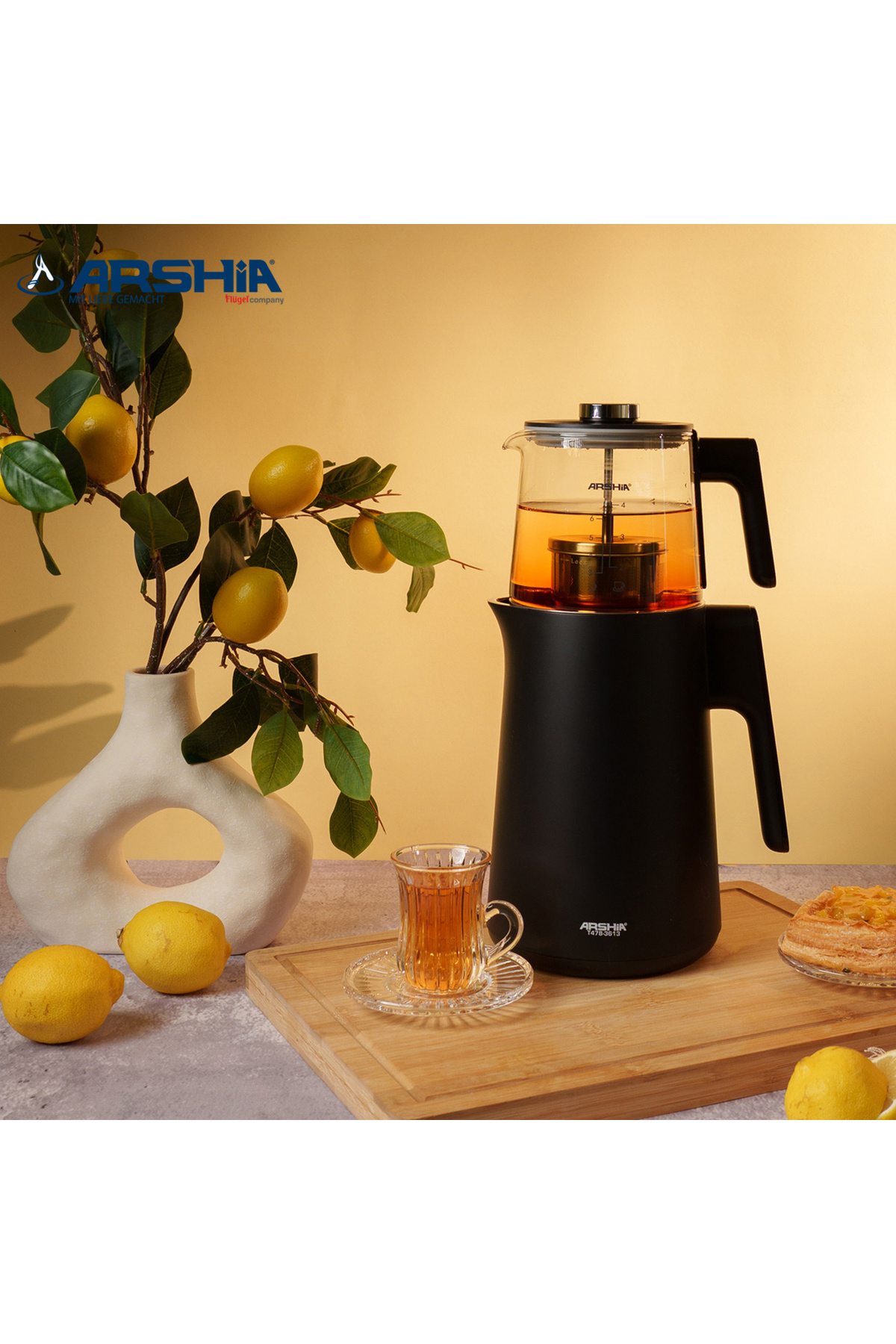 Arshia-Arshia Electric Tea Maker - Digital Temperature Control Display and Stylish Design 6