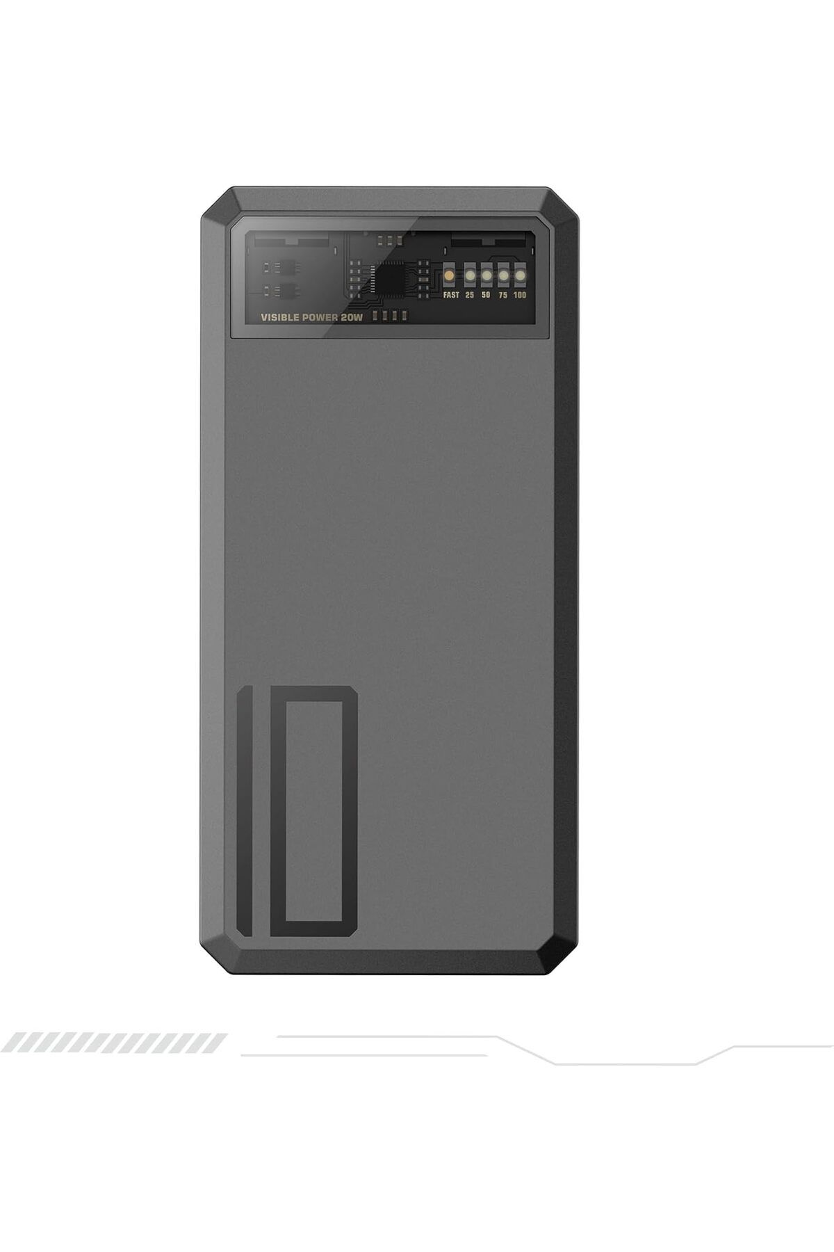 MEGACOM-10000mAh 20W Quick Charging Power Bank with 1 USB-C In/Out port and 2 USB-A Port, Transparen 1