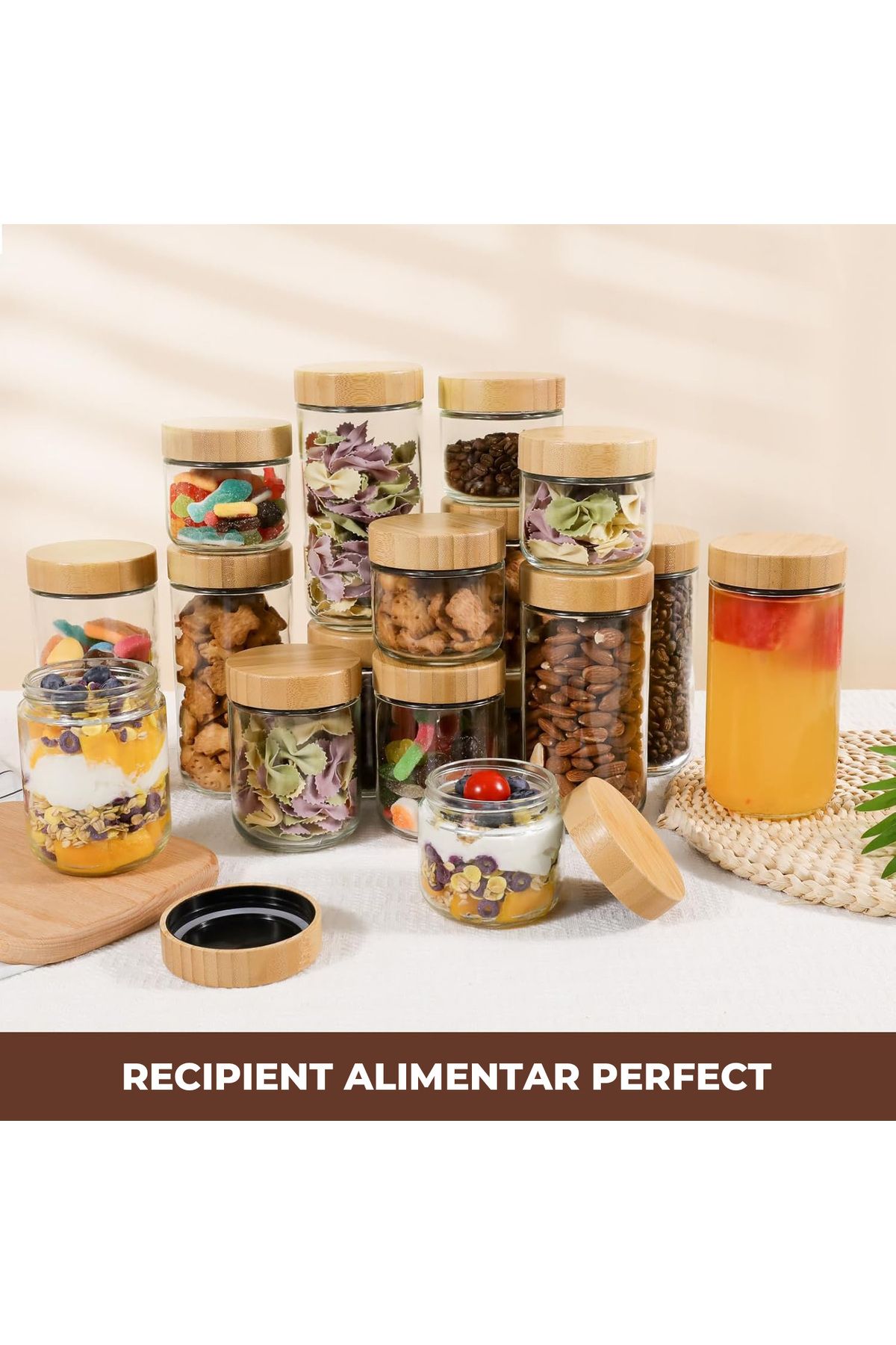 Elindor-Set of 6 Elindor® Glass Containers, Sweets, 470 ml, Dimensions 9.1x9.1x10.2cm, Transparent 6