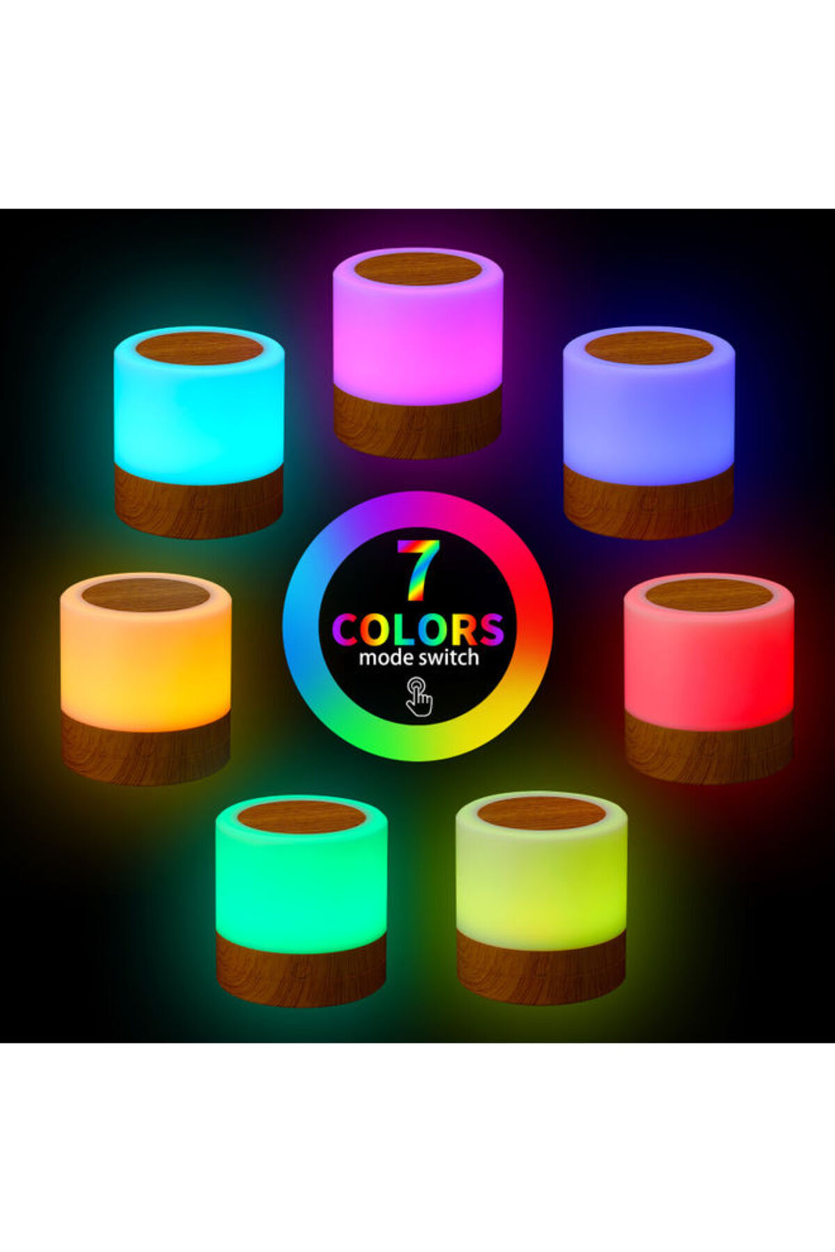 Taimi-Touching Desktop LED Night Light Lamp With Remote Controller Multicolour 4