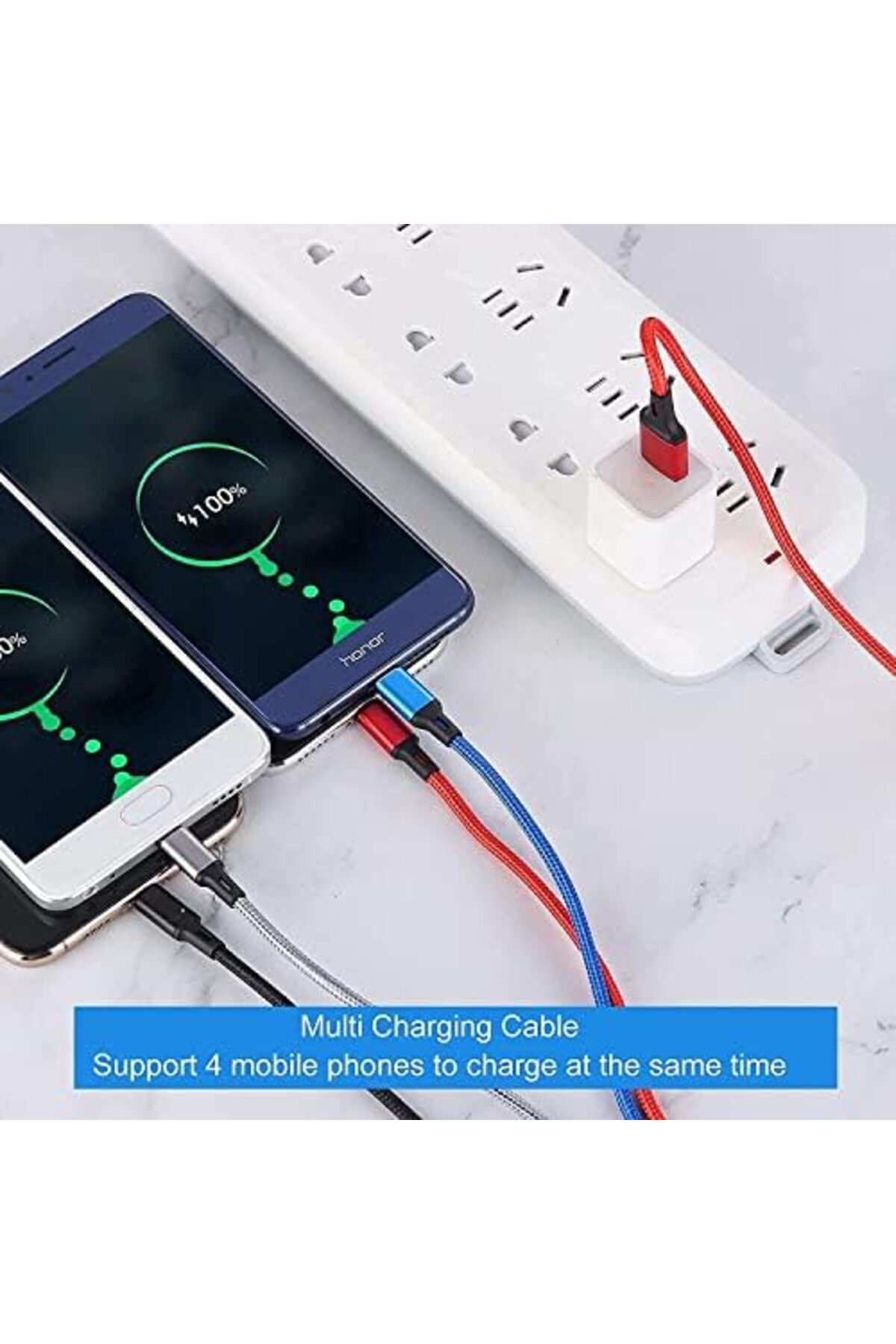 Generic-Multi Charging Cable, Amuvec [1.2M 3A] 4 in 1 Nylon Braided USB Fast Charger Cord with 2 Lightning/M 6