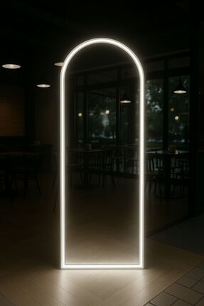 ERCE HOME Gold Çerçeveli Beyaz LED Işıklı Modern Ayna