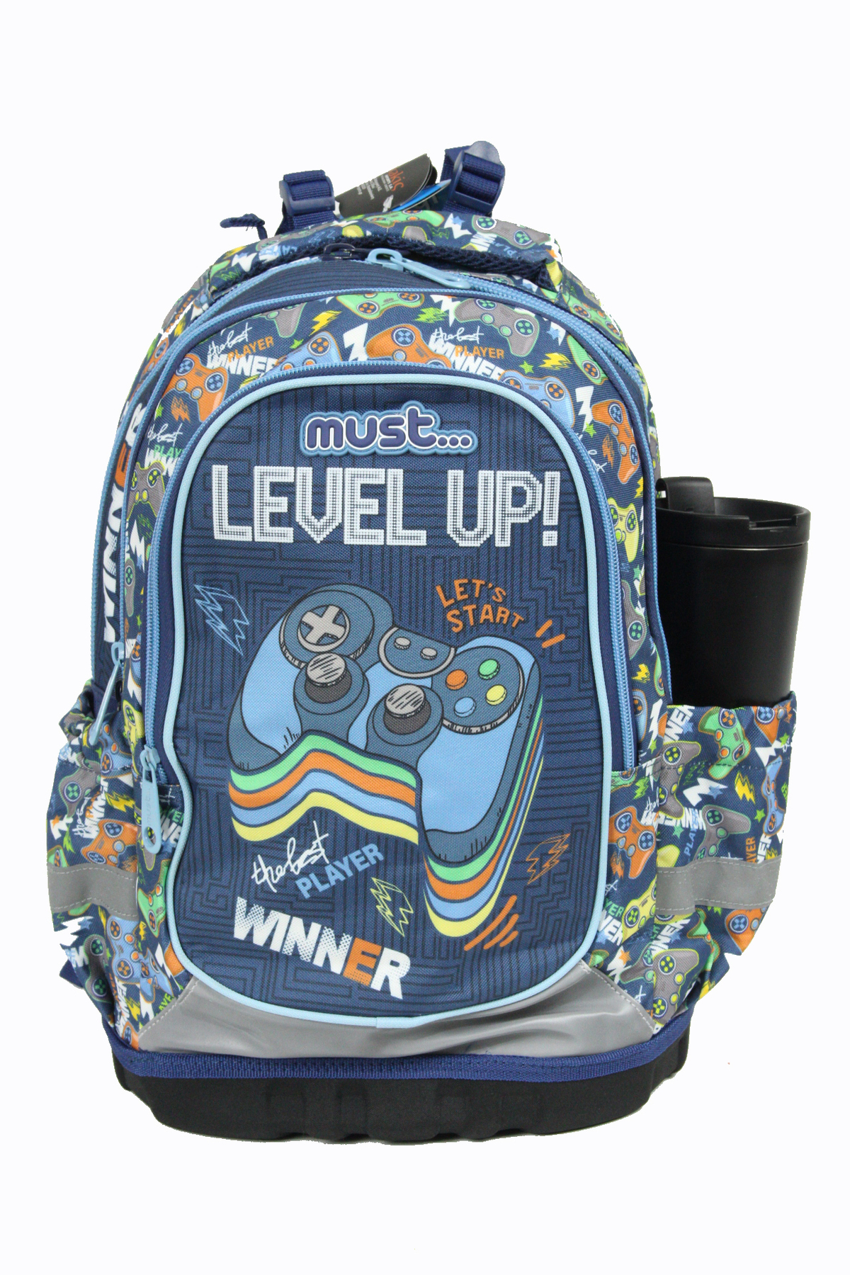 585192 Level Up Çift Cepli İlkokul Sırt Çantası-Siyah