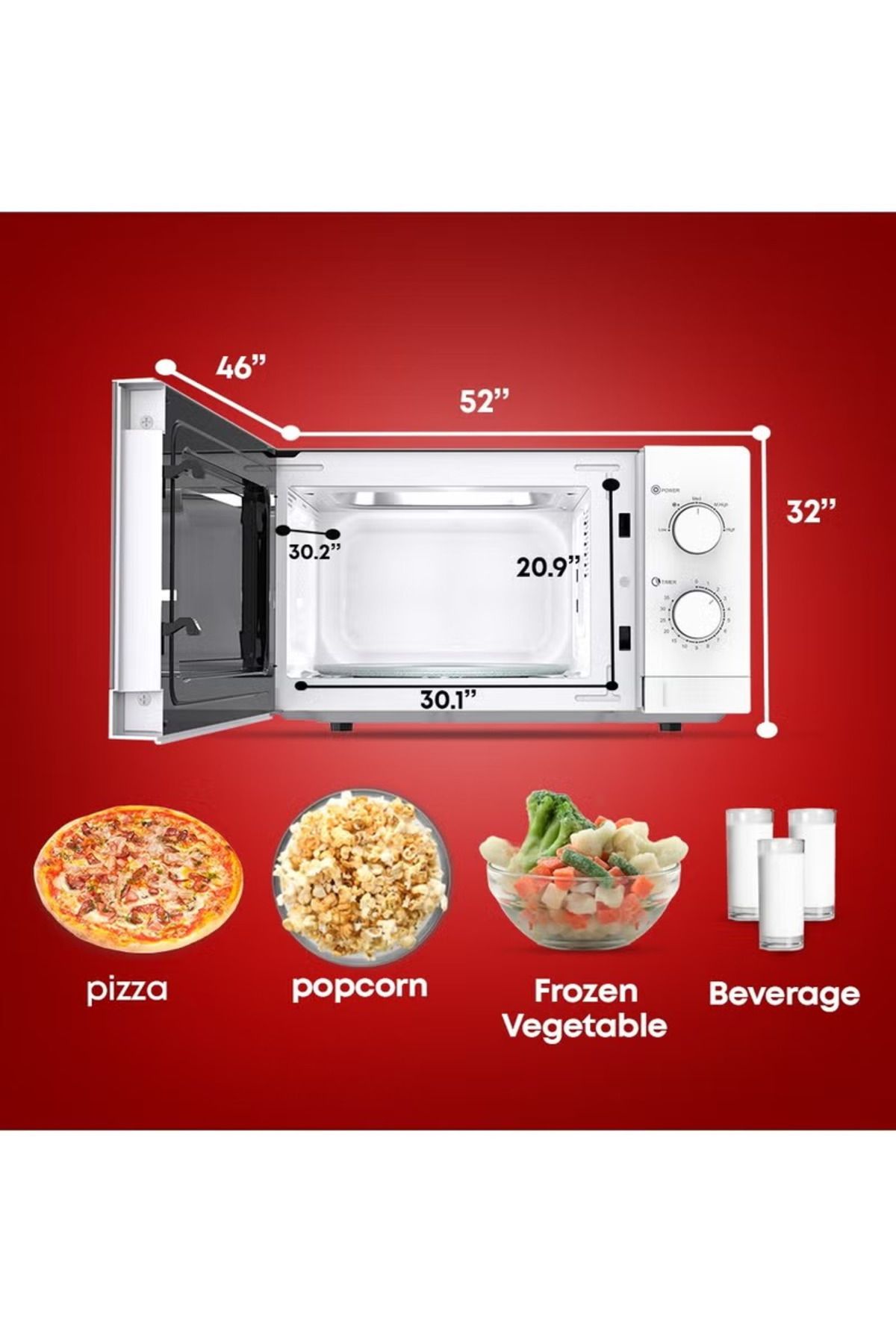 Tornado-20 Liters Solo Microwave Oven with 5 Power Levels, 700W, Defrost Function 3