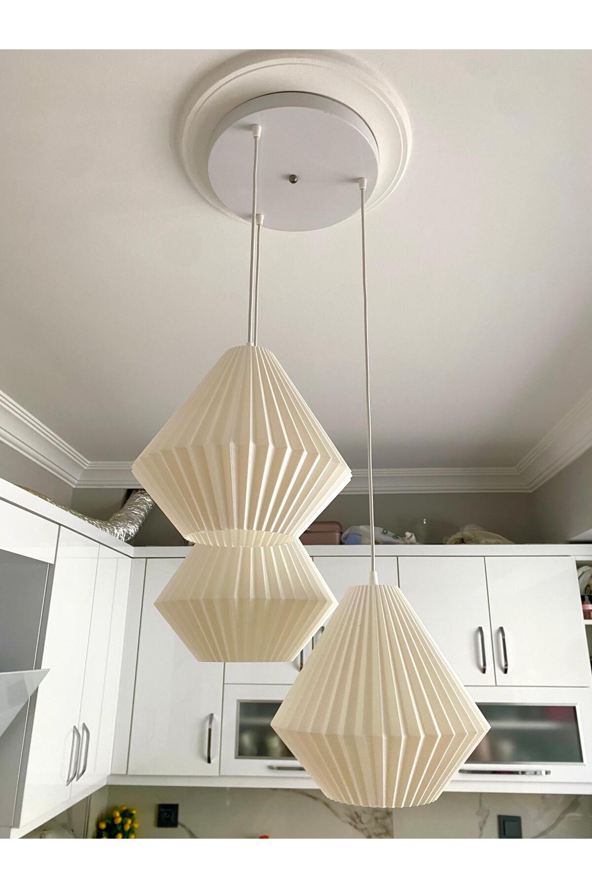 Pileli Tasarım 3’lü Sarkıt Avize – Salon ve Yemek Odası İçin Şık Aydınlatma NESTVİBE