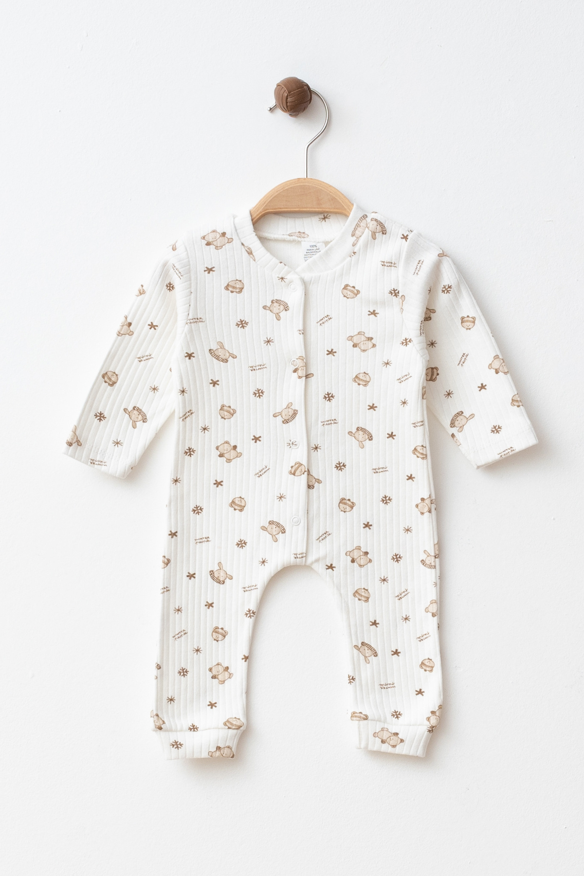 yukobaby bebeğiniz için en doğalı BEBEK WİNTER BEAR BEYAZ 3-6-9 AY PAMUKLU MANŞETŞİZ TULUM YENİDOĞAN HASTANE ÇIKIŞI BEBEK KIYAFETİ
