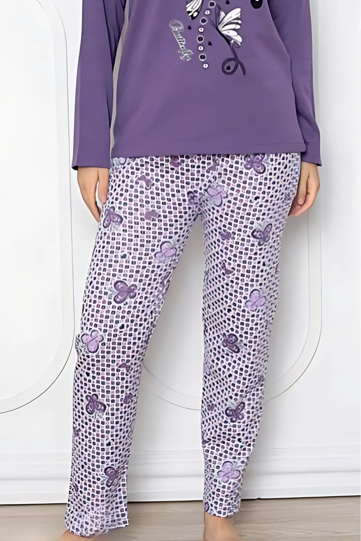 Farya Home-Cotton Patterned 2 Yarn Ribbed Winter Long Sleeve Pajama Set 3