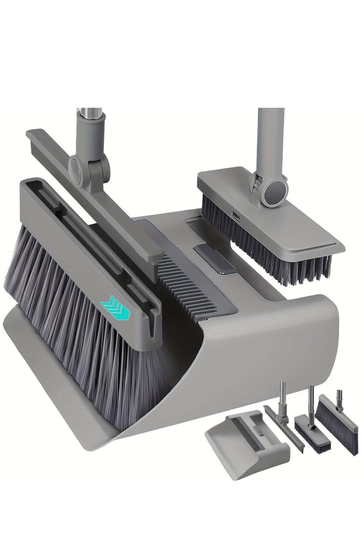 Generic-XiuWoo 4 in 1 broom and dustpan set, broom and dustpan combination set with hidden scraper and floo 1