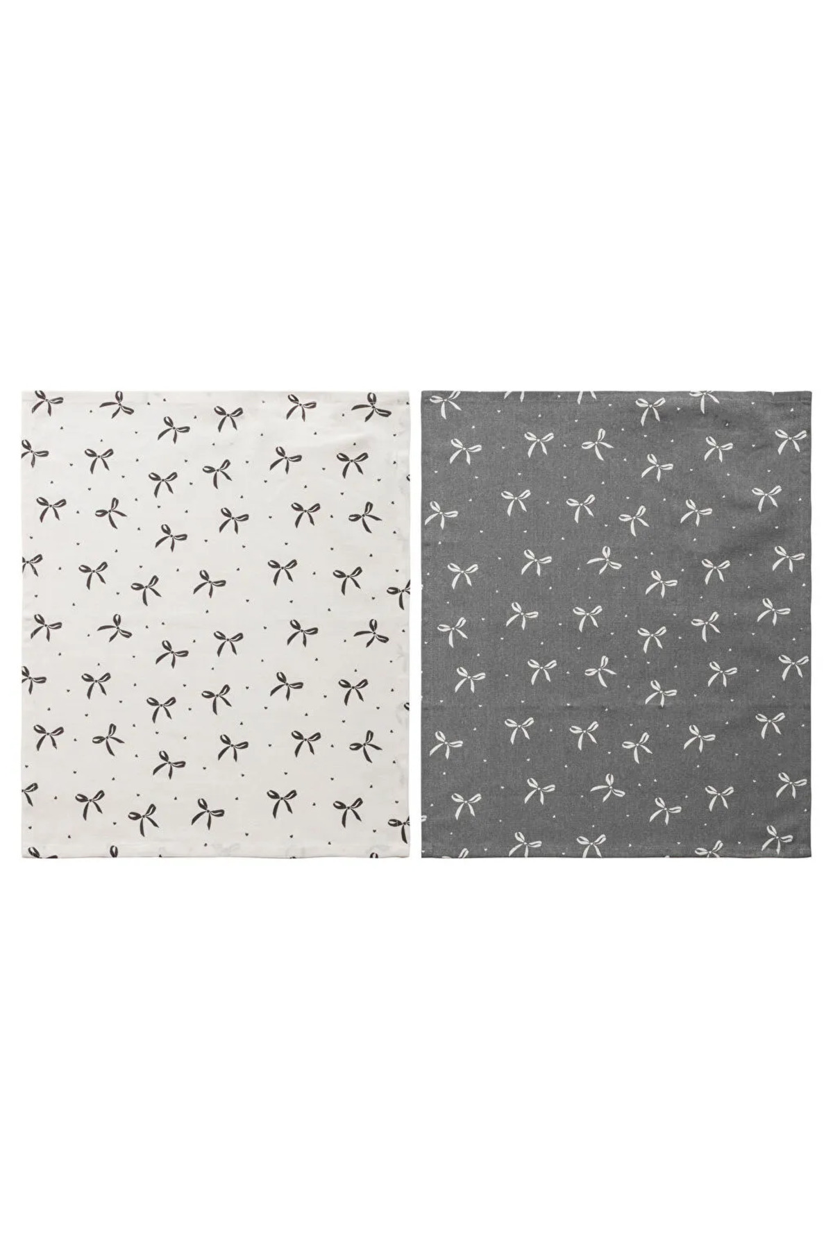 LC Waikiki-Lcw Home Ecru Bow Patterned Drying Cloth Set of 2 1