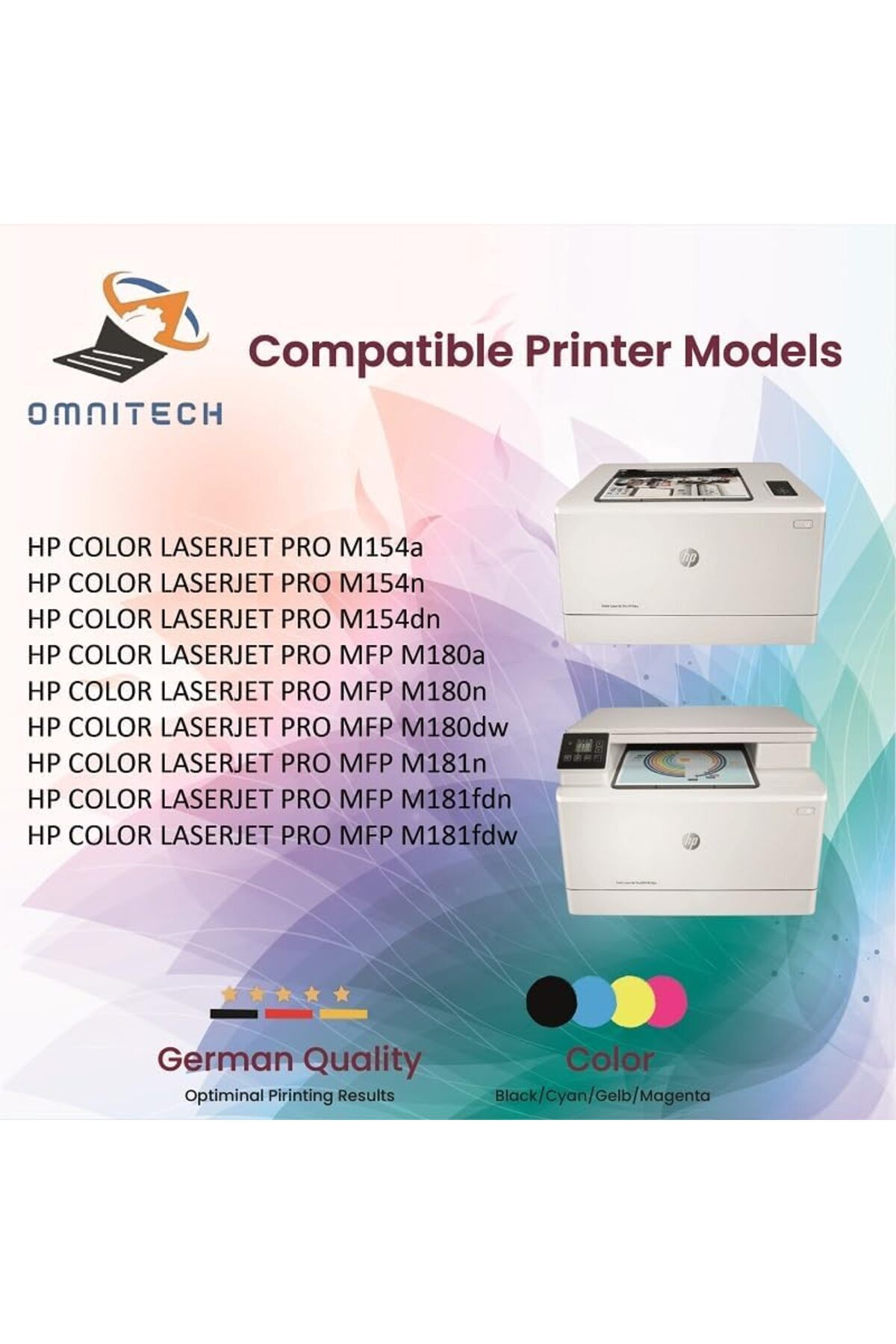 Omnitech-خرطوشة حبر Omni Tech 205A متعددة الأغراض عالية الإنتاجية - متوافقة مع طابعة HP Color LaserJet Pro M154dn، 8