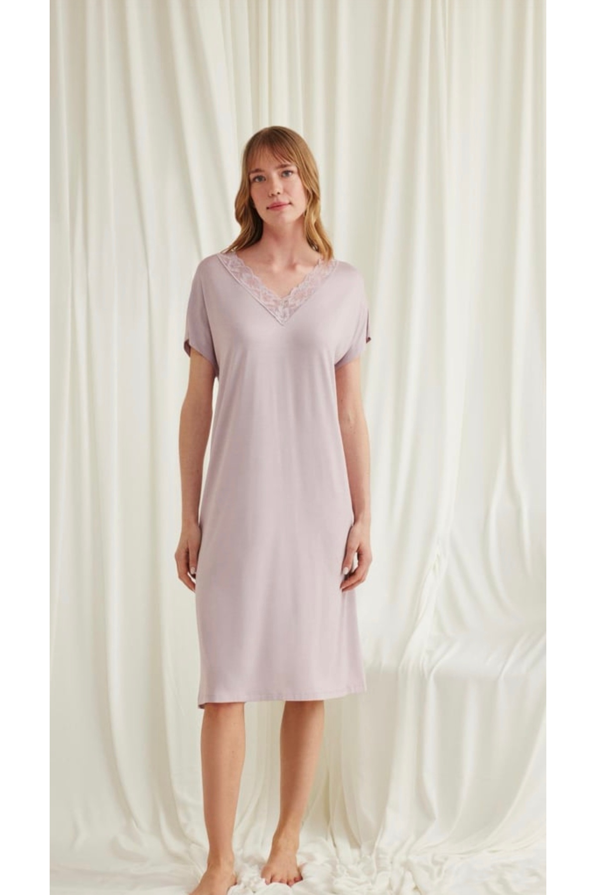 NightLove Monamise Dantelli Kısa Kollu Gecelik 18582