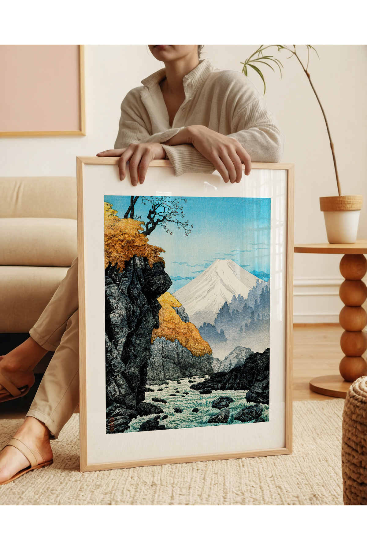 ARTHOUSECOLLECTIVE Fuji Dağı ve Şelale Manzarası - Japon Sanat