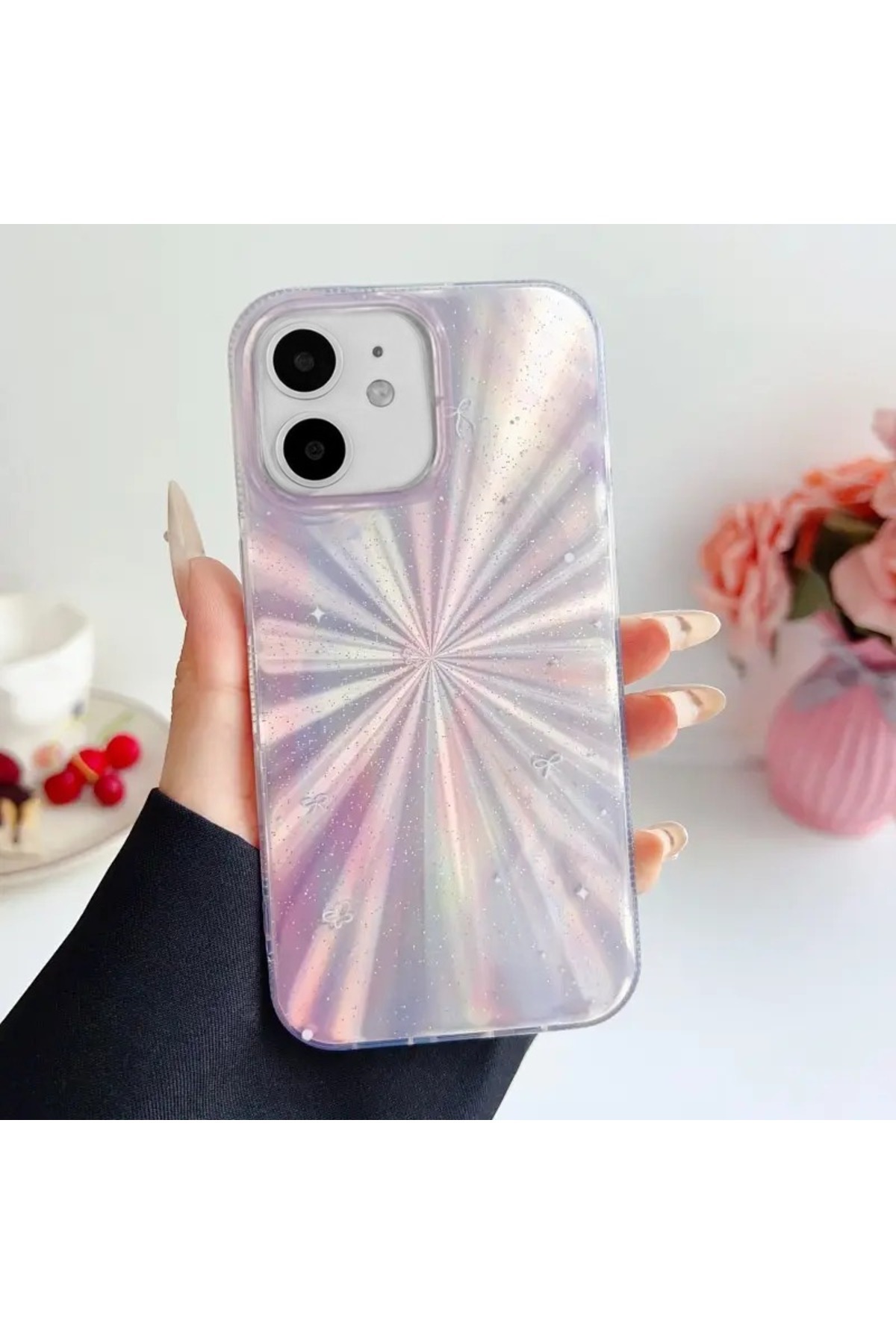 KVK PRİVACY-Compatible with Apple iPhone 11 - Bright Transparent Silicone Case Hologram with Multicolor Starburst Pattern 1